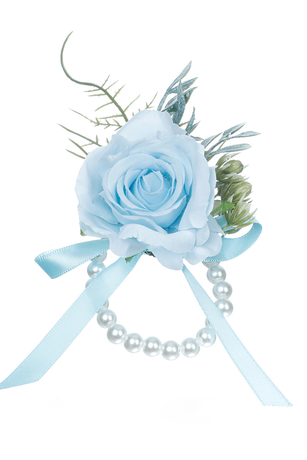 Blue Artificial Roses Wrist Corsage for Prom Homecoming