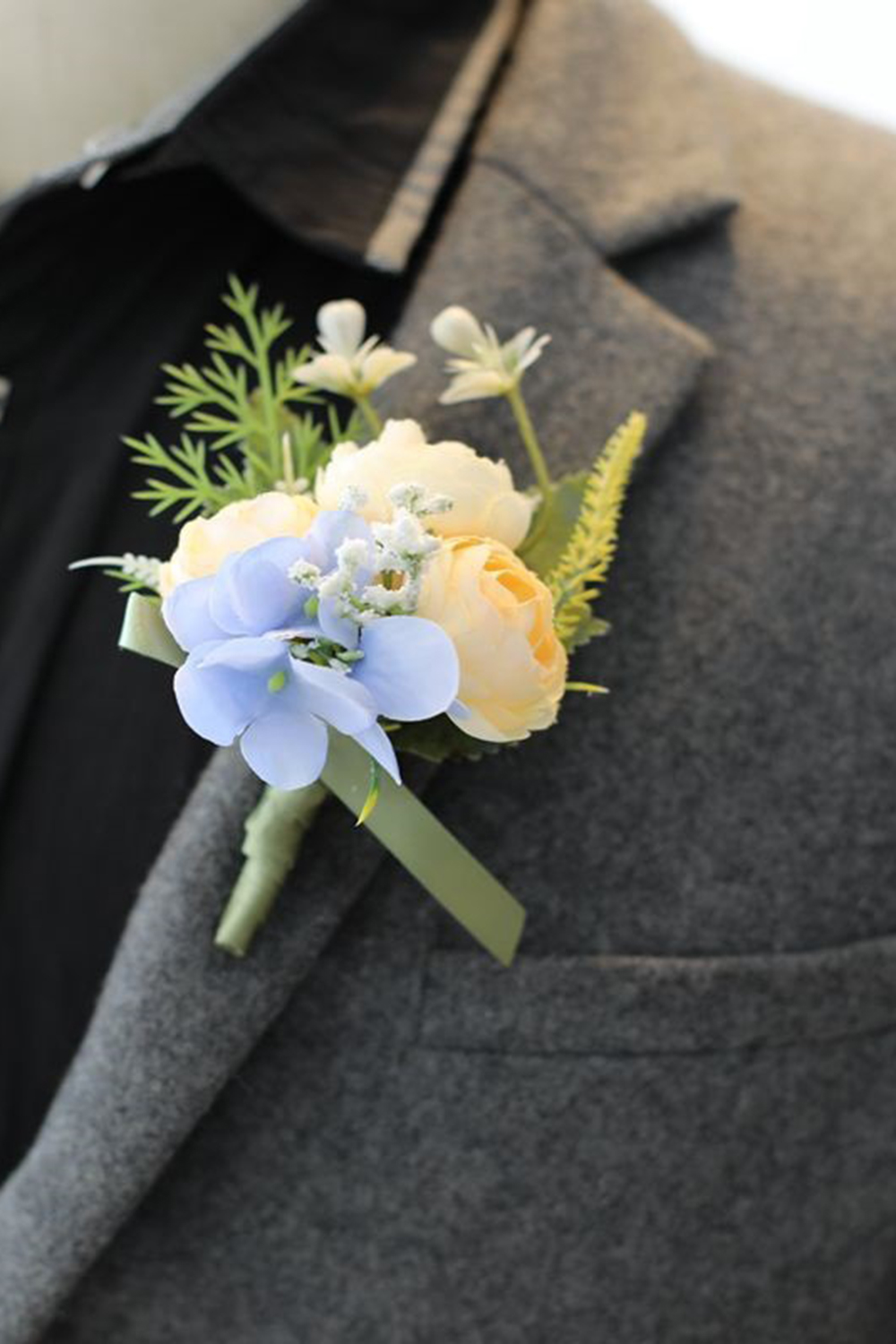 Blue Prom Artificial Flower Men Boutonniere for Homecoming