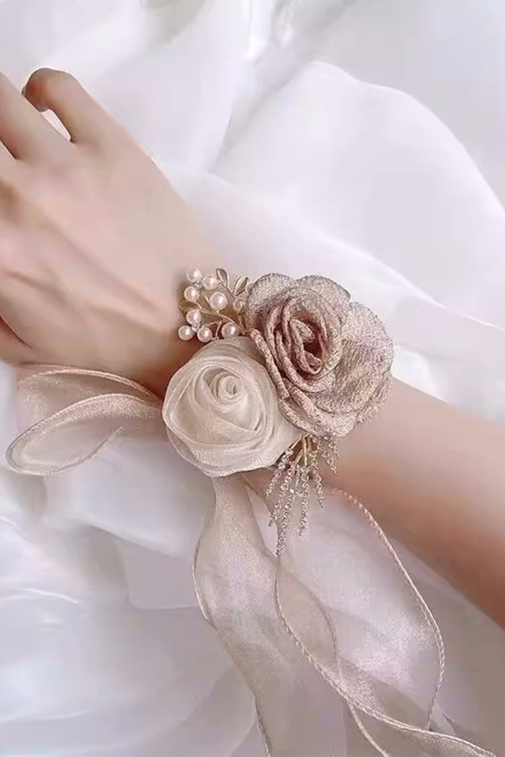 Apricot Flower Wrist Corsage for Homecoming Prom Weddinng 