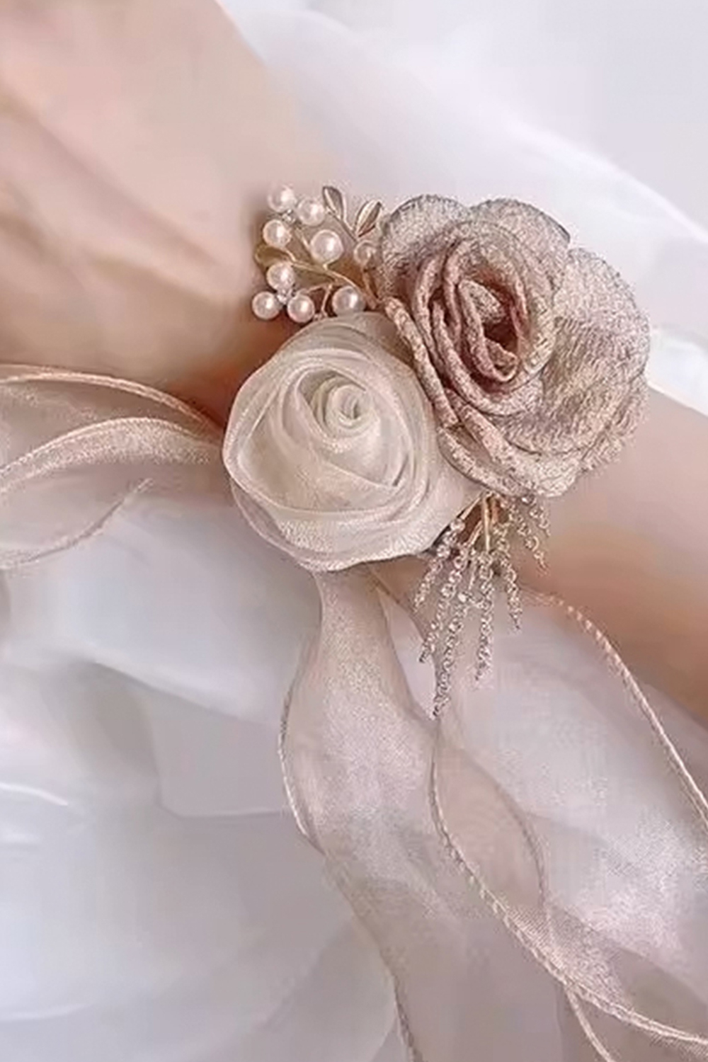 Apricot Flower Wrist Corsage for Homecoming Prom Weddinng 