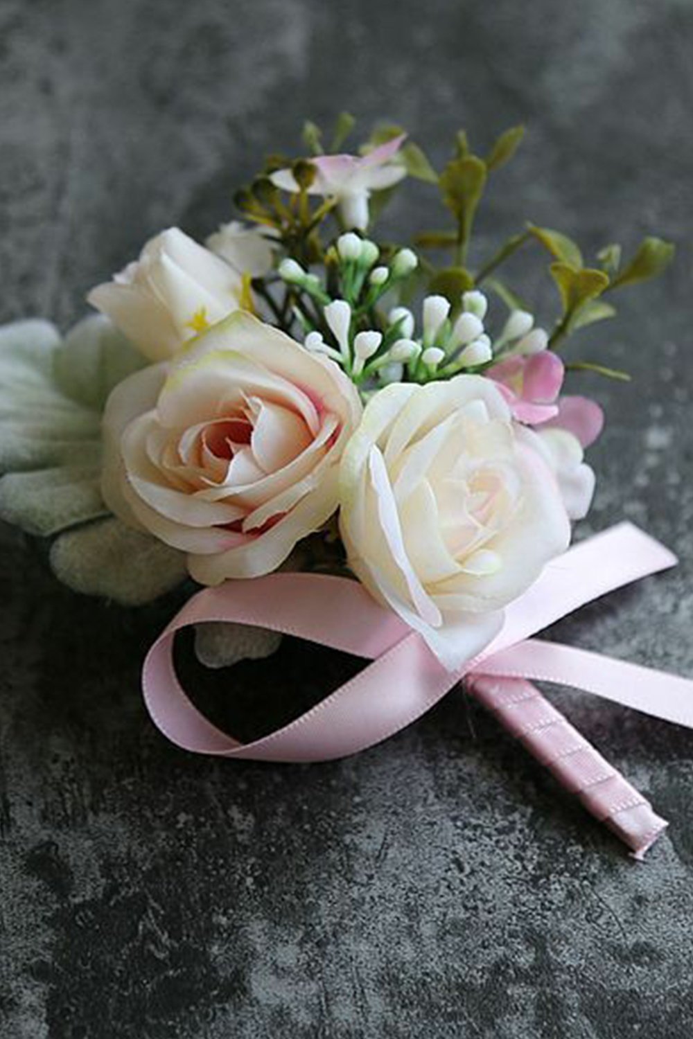 Apricot Artificial Flower Men Boutonniere for Prom Homecoming Wedding