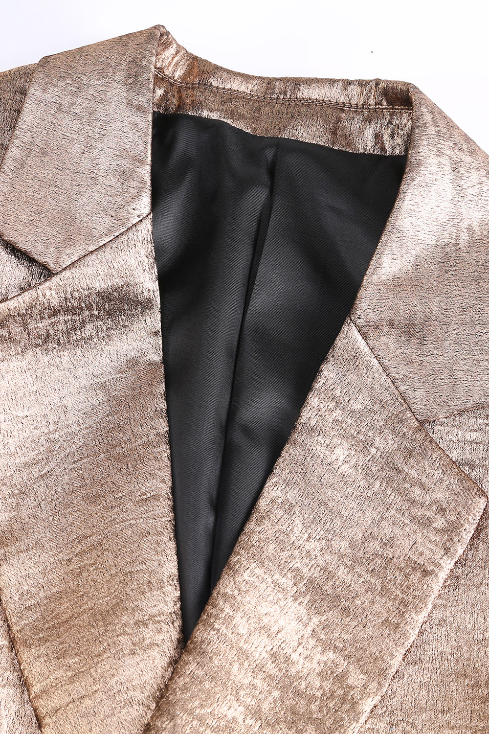 Golden Metallic Notched Lapel Double Breasted 2 Pieces Women Suits with Belt