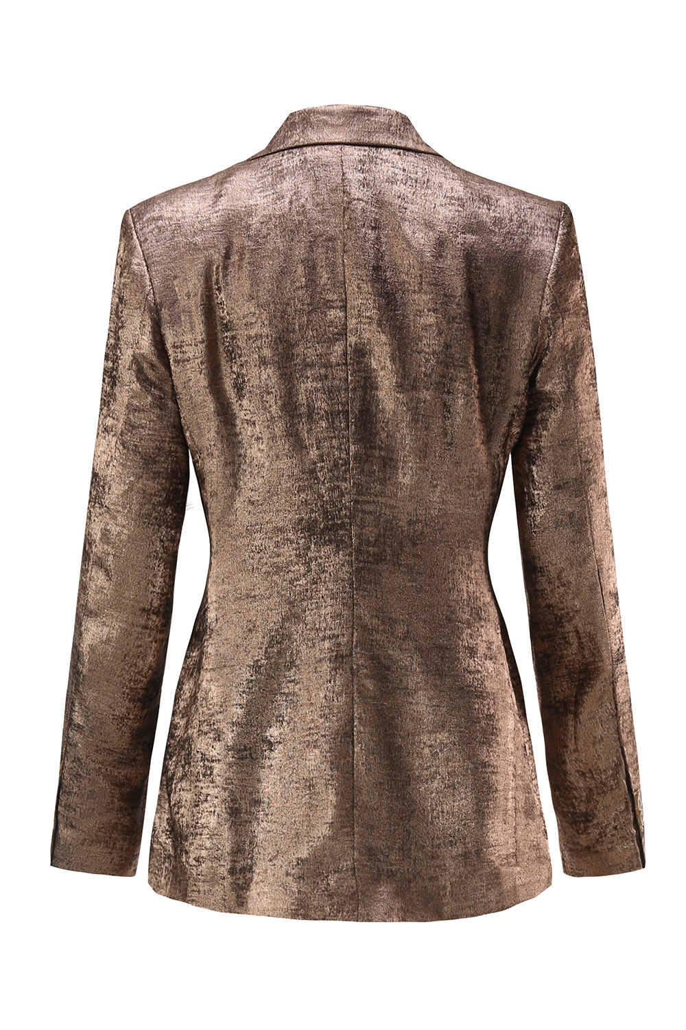 Golden Metallic Notched Lapel Double Breasted 2 Pieces Women Suits with Belt