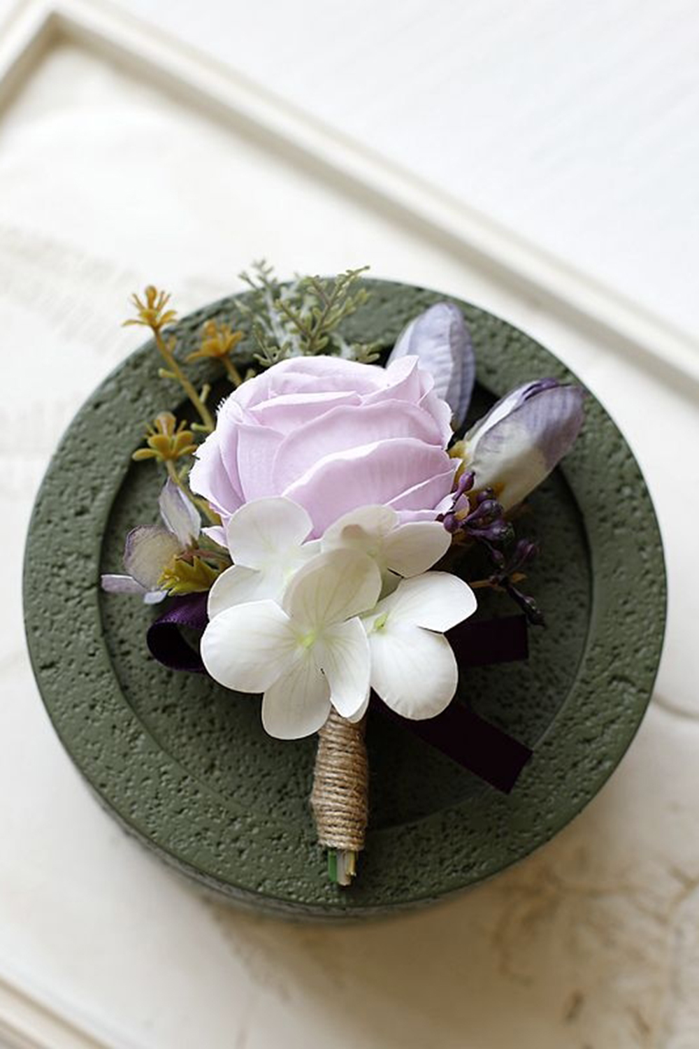 Apricot Wrist Corsage Wristlet Band Bracelet and Men Boutonniere Set for Prom Homecoming Wedding