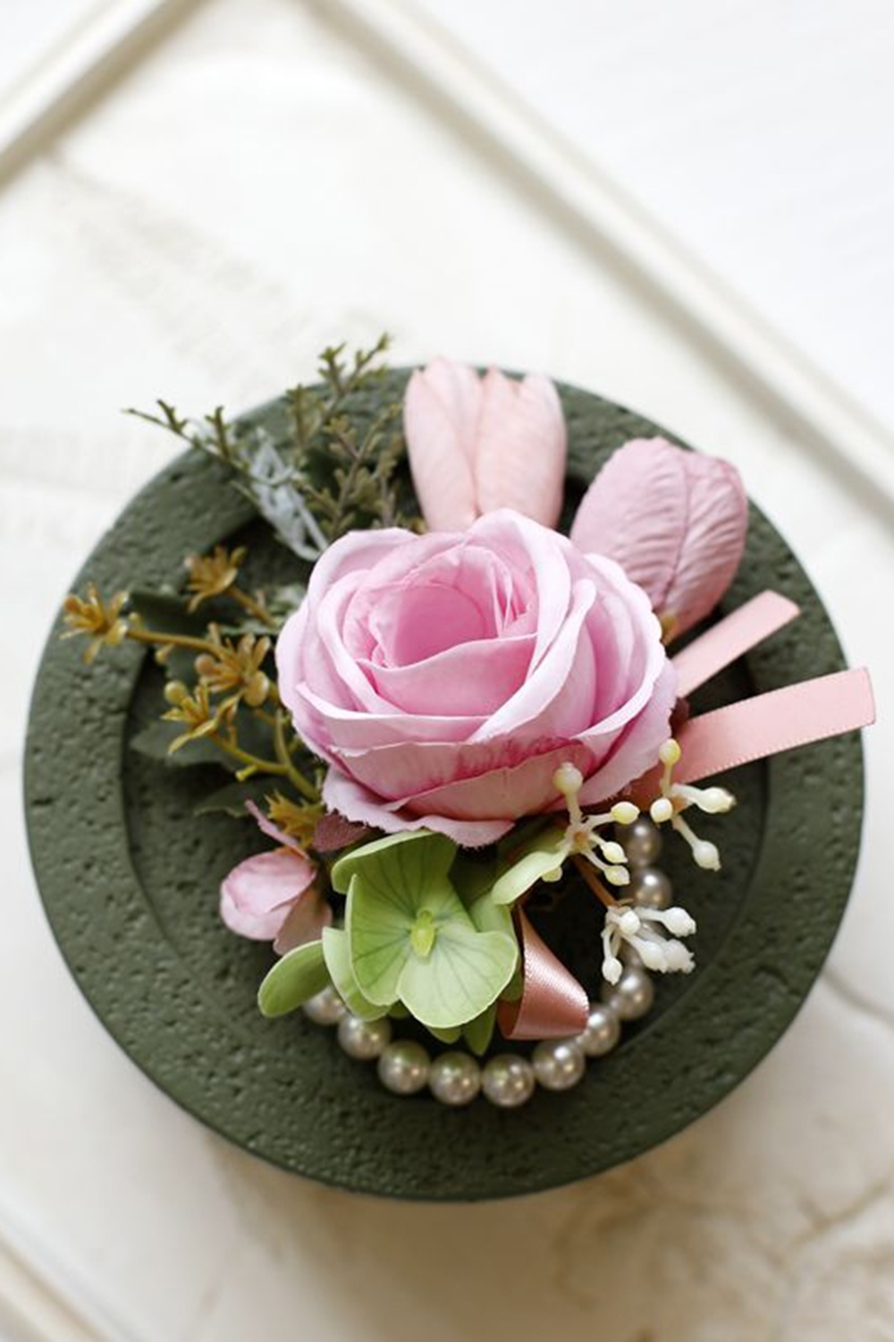 Apricot Wrist Corsage Wristlet Band Bracelet and Men Boutonniere Set for Prom Homecoming Wedding