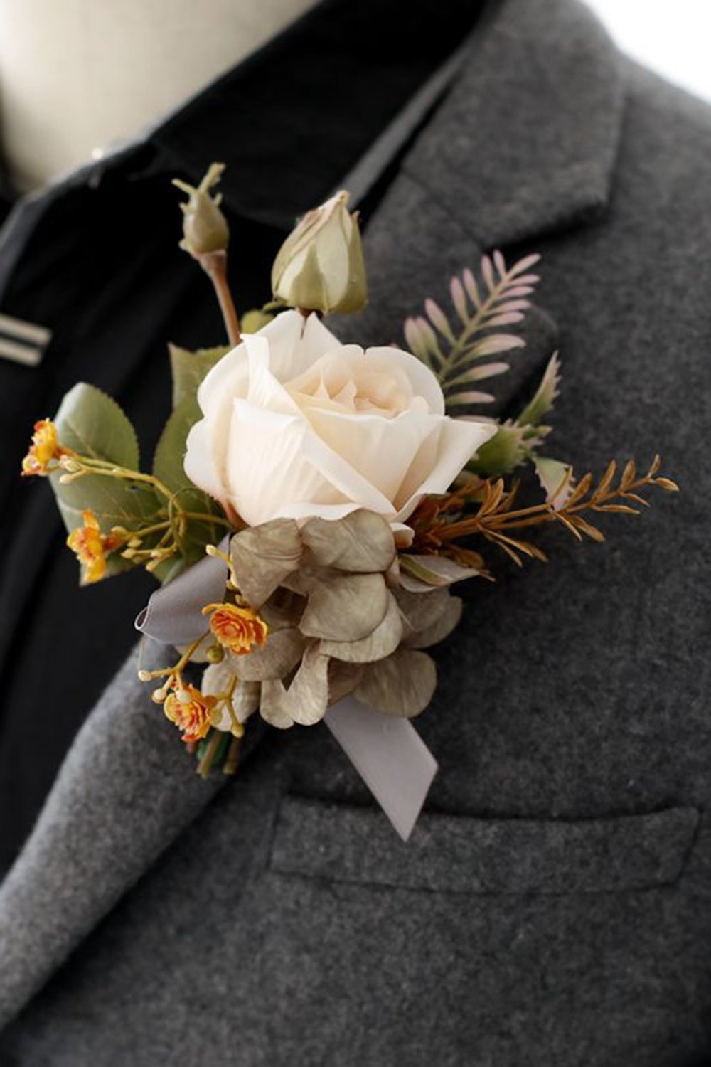 Apricot Wrist Corsage and Men Boutonniere Set for Prom Homecoming Wedding