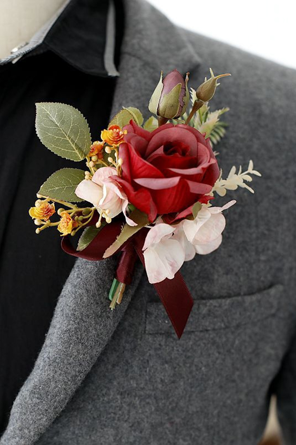 Apricot Wrist Corsage and Men Boutonniere Set for Prom Homecoming Wedding