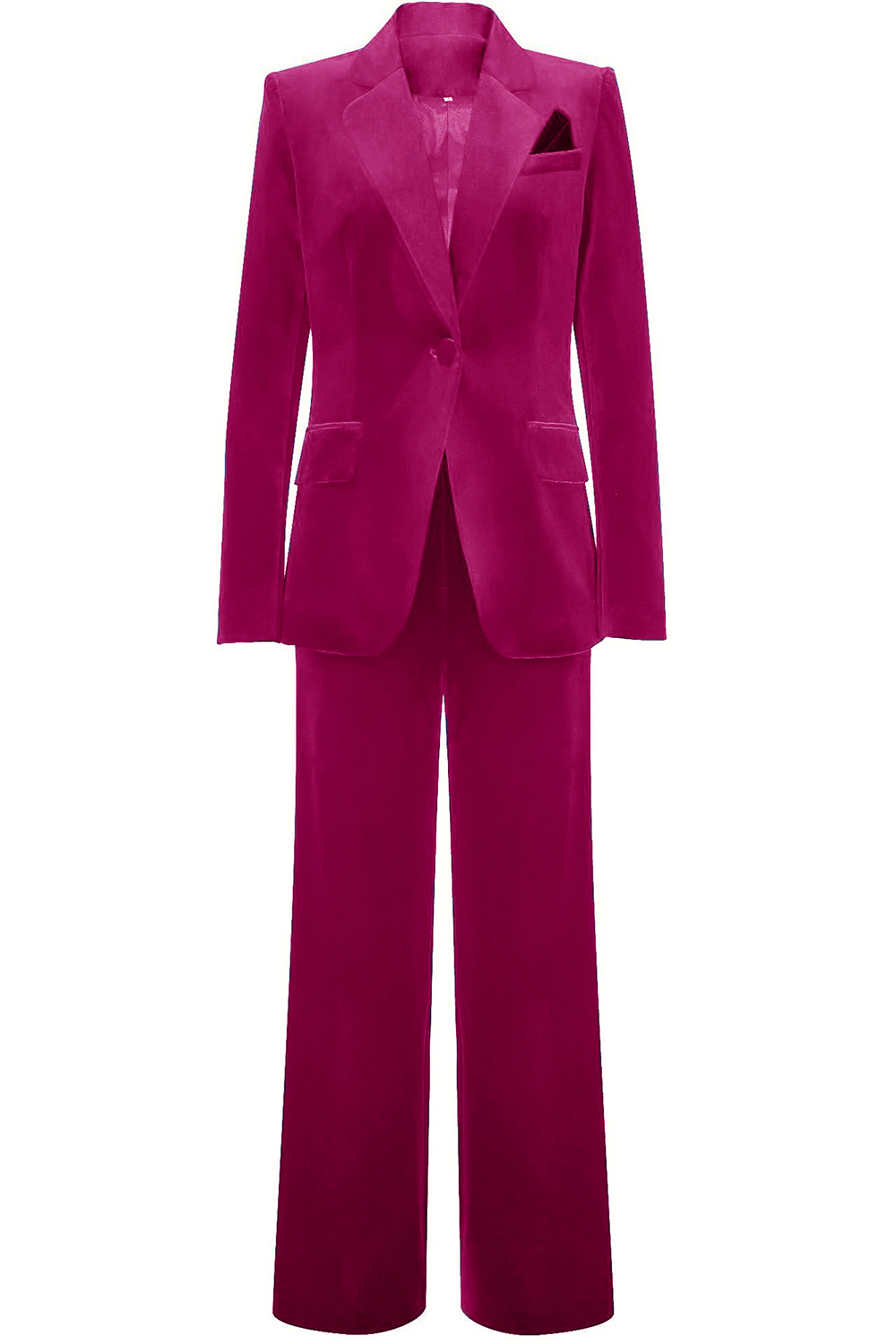 Royal Blue Notched Lapel Velvet One Button 2 Pieces Women Suits 