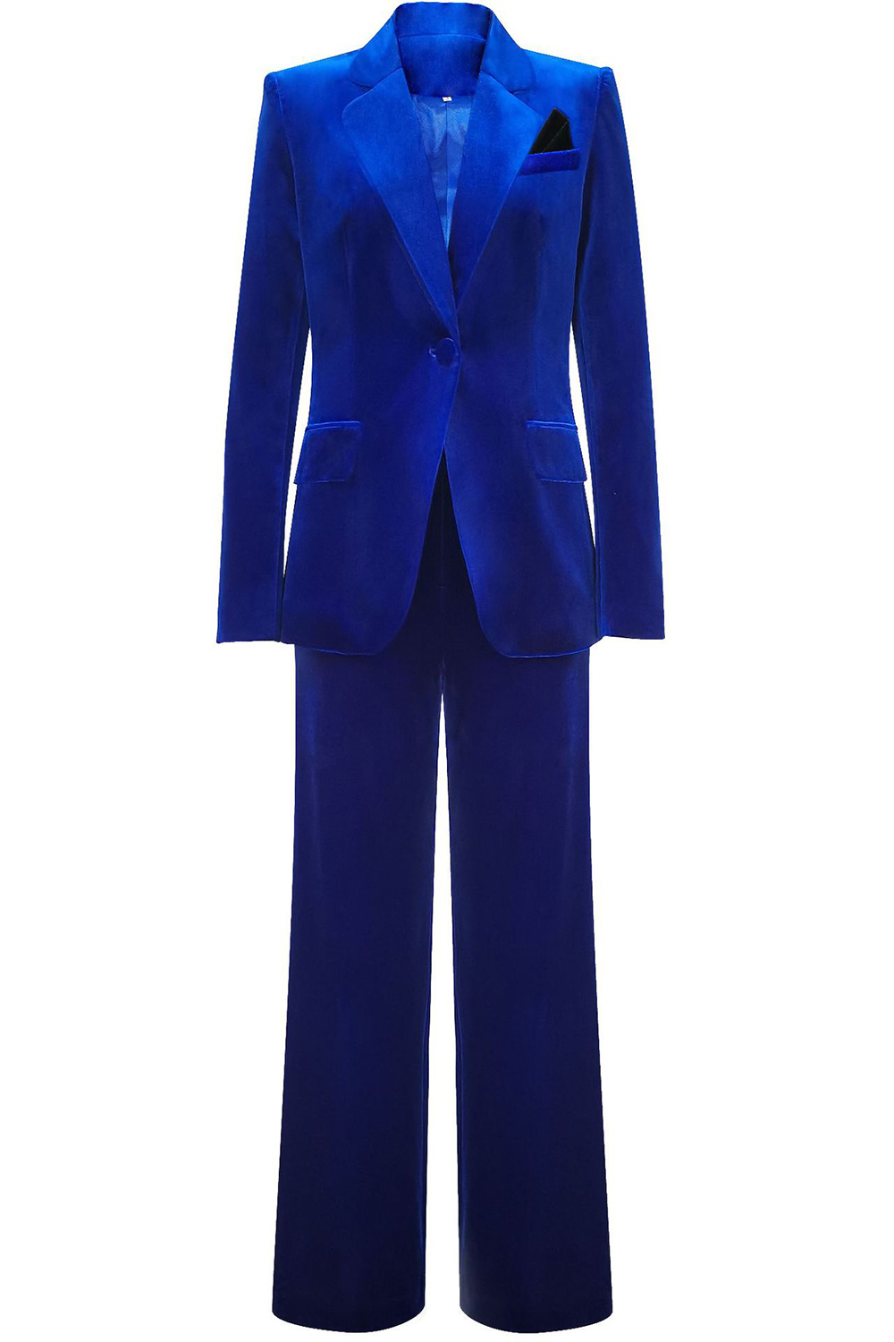 Royal Blue Notched Lapel Velvet One Button 2 Pieces Women Suits 