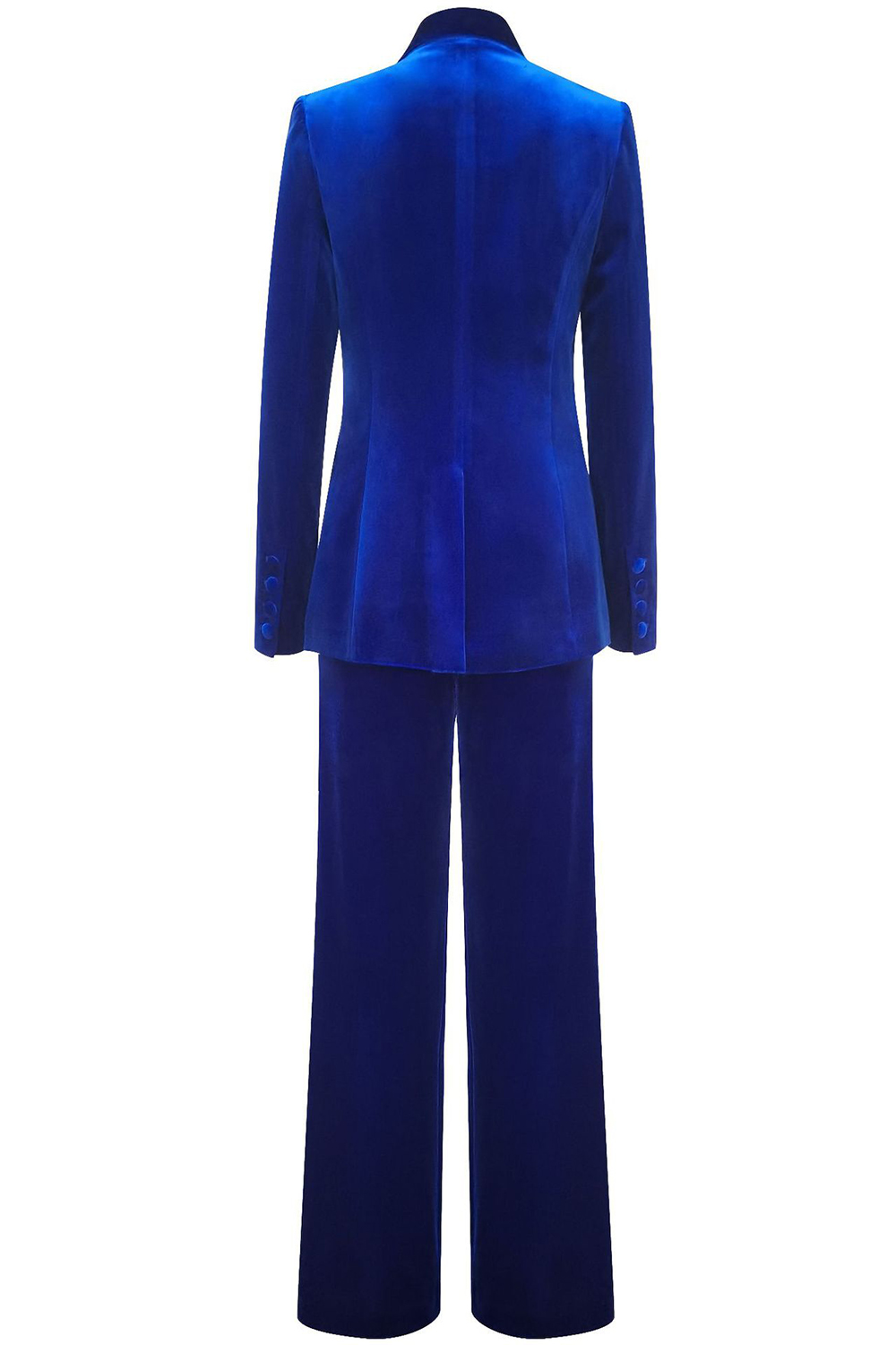 Royal Blue Notched Lapel Velvet One Button 2 Pieces Women Suits 