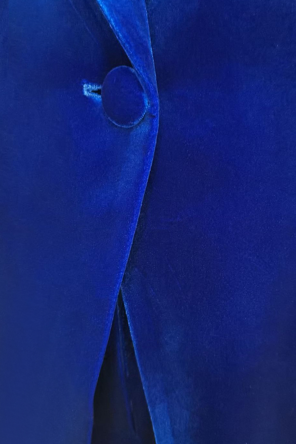 Royal Blue Notched Lapel Velvet One Button 2 Pieces Women Suits 