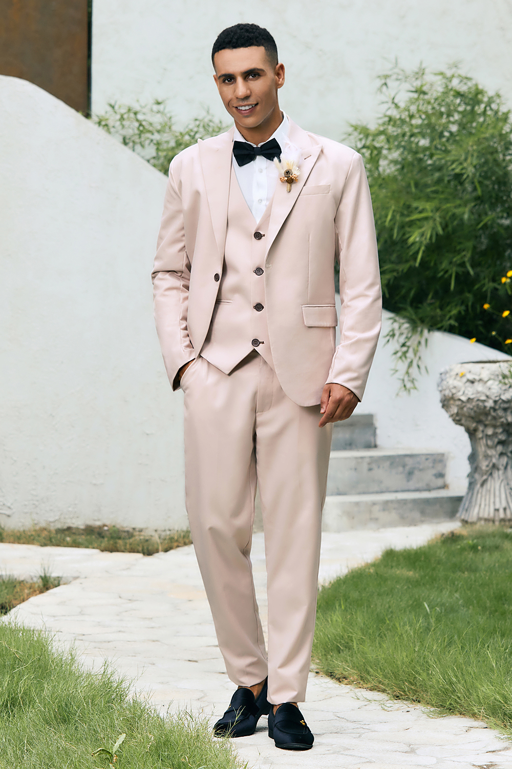 Ivory Peak Lapel One Button 3 Pieces Formal Prom Men's Suits