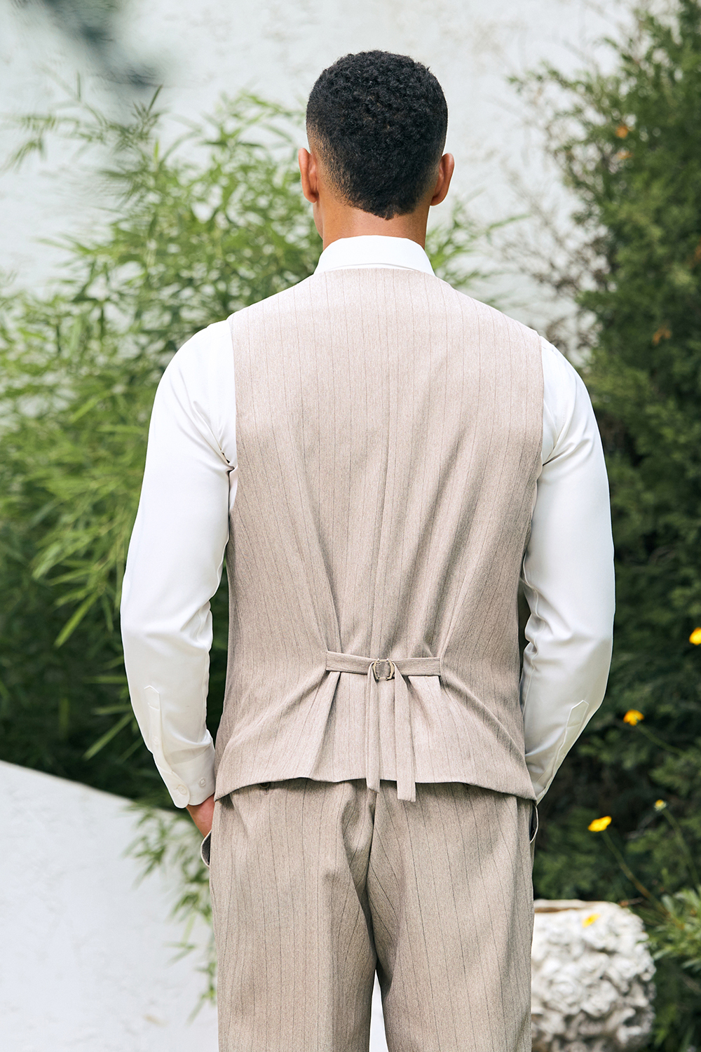 Ivory Peak Lapel Pinstripe 3 Pieces Formal Prom Men's Suits