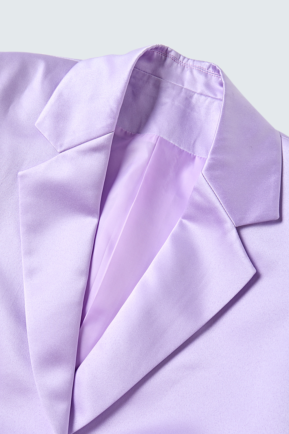 Lilac Notched Lapel Satin Slim Fitted Women Blazer