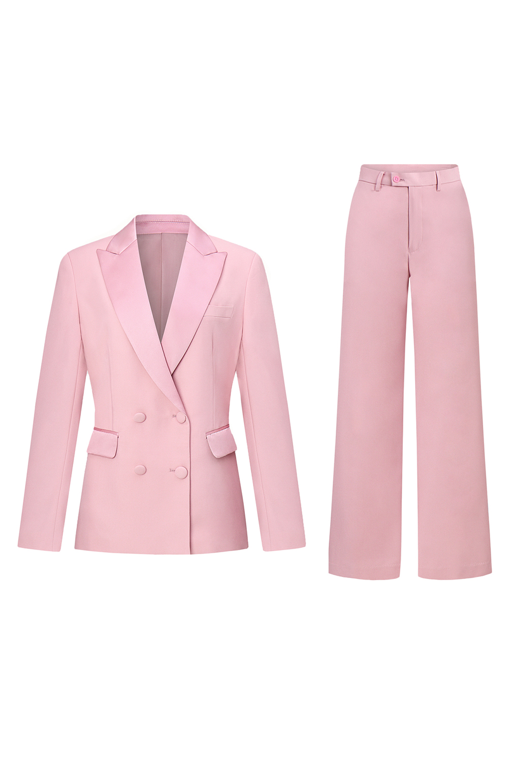 Blush Peak Lapel Double Breasted Slim Fitted Women Suits