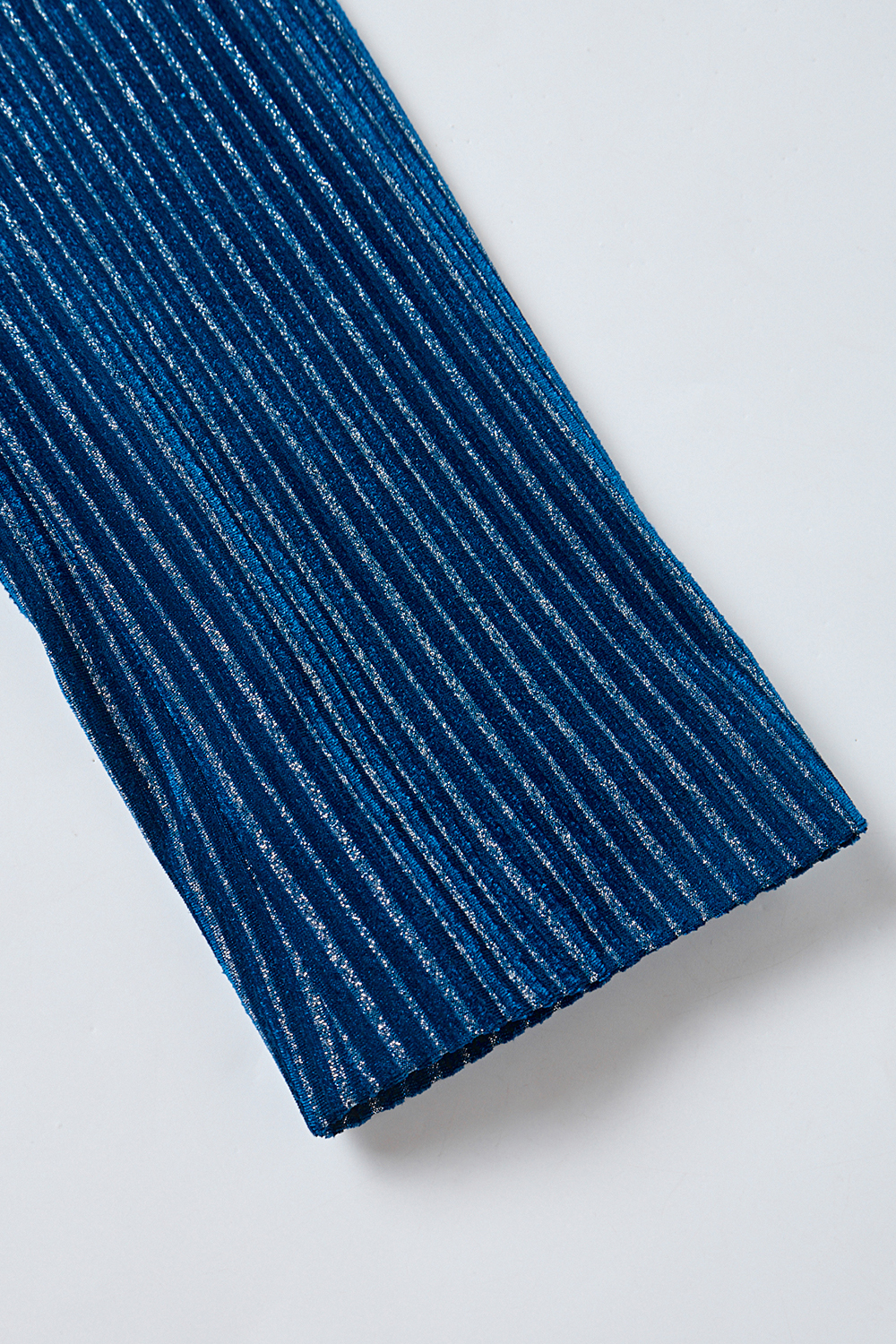 Ink Blue Notched Lapel Velvet Stripes Slim Fitted 2 Pieces Women Suits