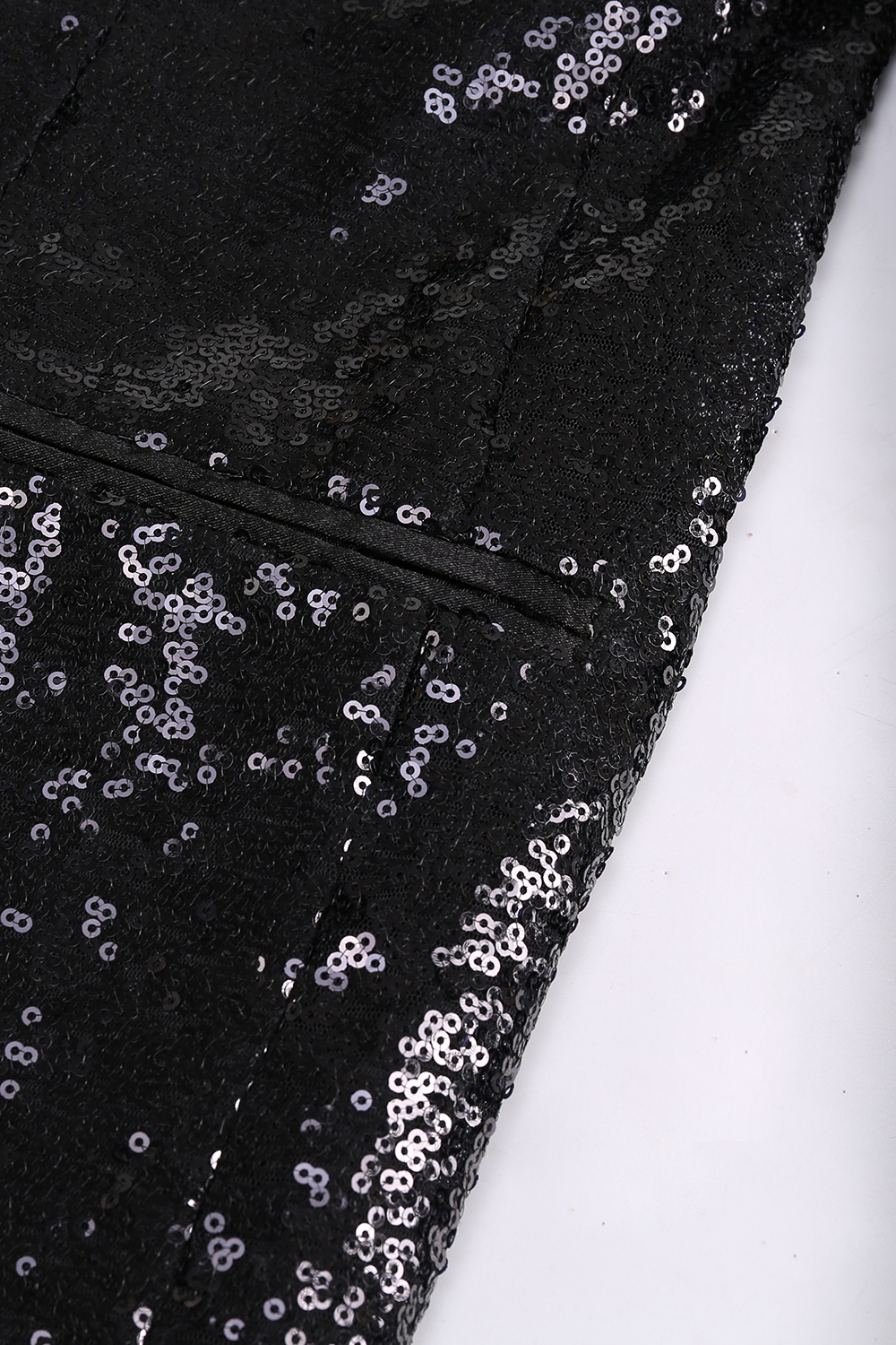 Sparkly Black Shawl Lapel Sequins One Button Slim Fitted Women Blazer