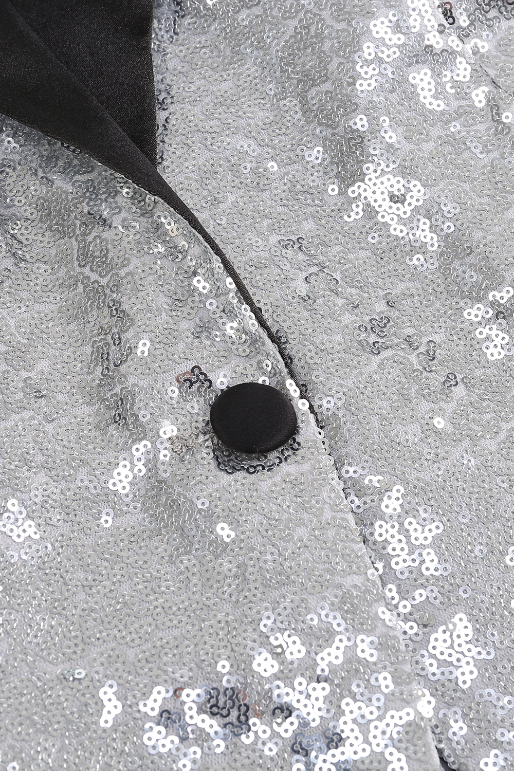 Sparkly Silver Peak Lapel Sequins One Button Slim Fitted Women Blazer