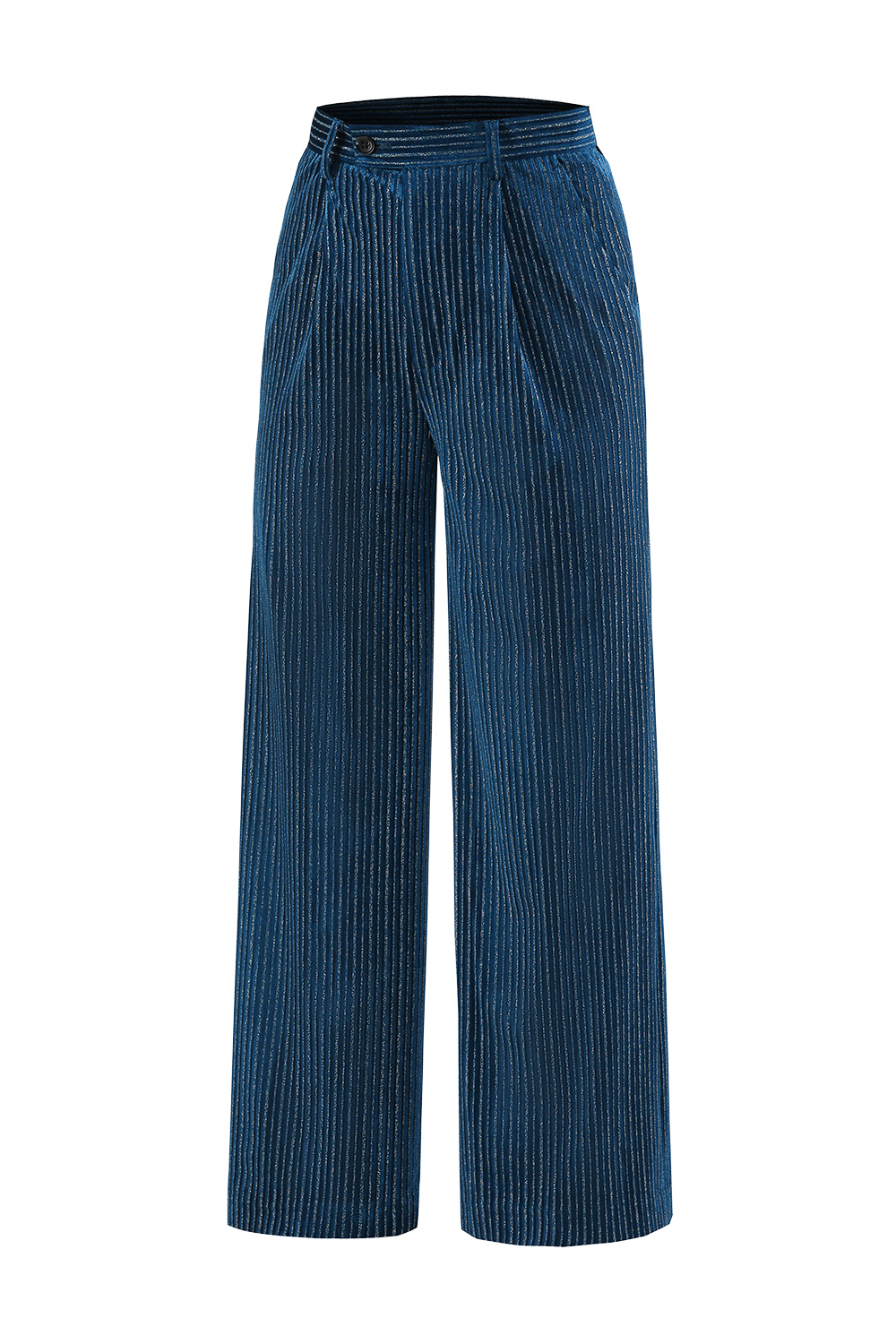 Peacock Blue Notched Lapel Stripes 2 Pieces Women Suits with Belt