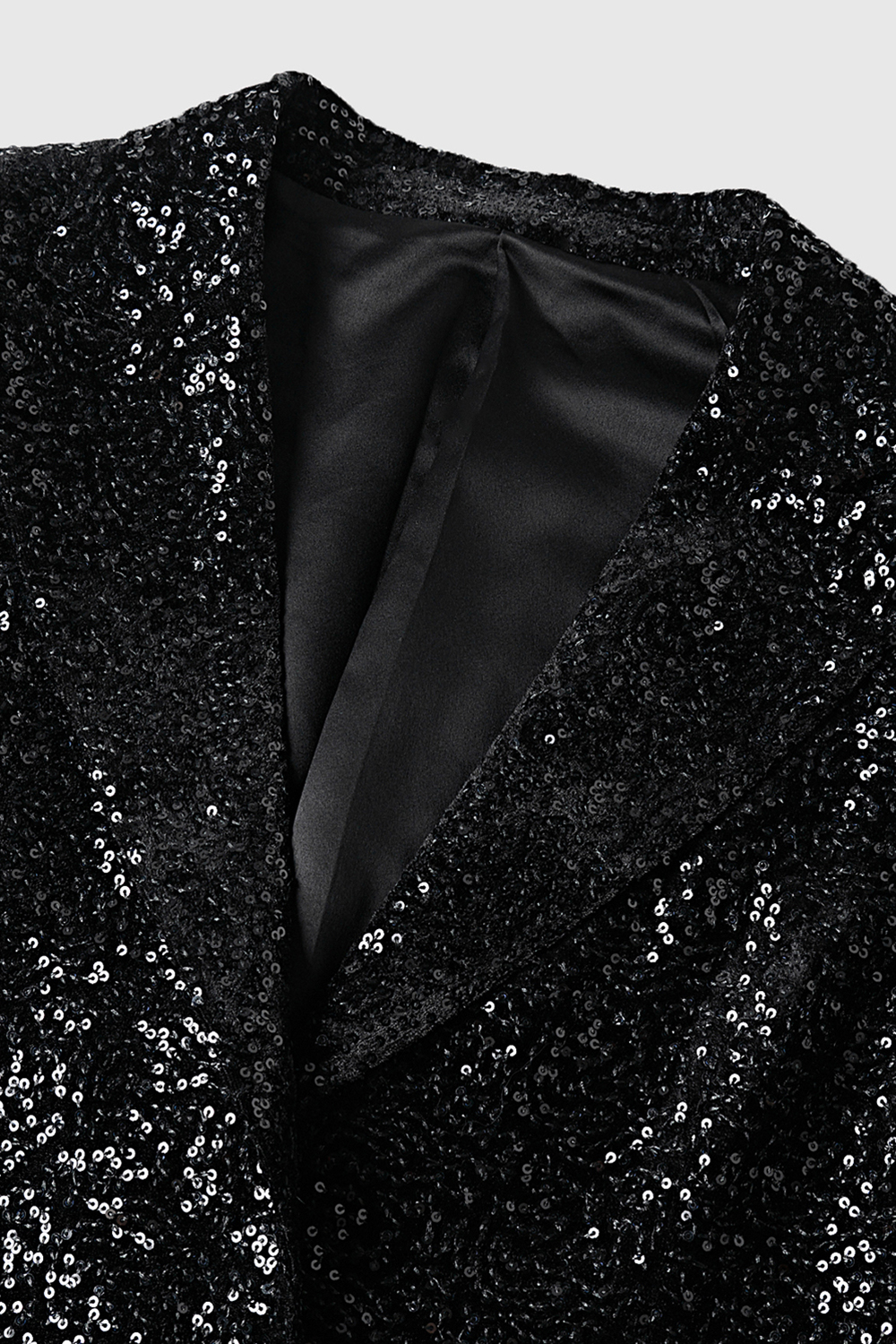 Sparkly Black Notched Lapel Sequins Slim Fitted Women Blazer