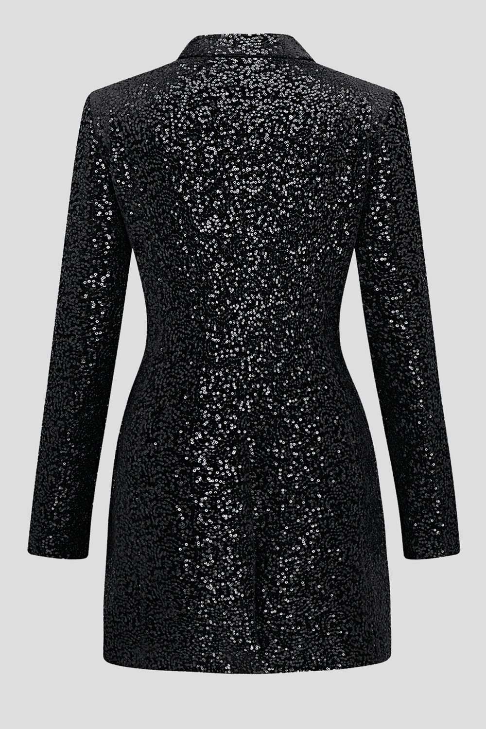 Sparkly Black Notched Lapel Sequins Slim Fitted Women Blazer