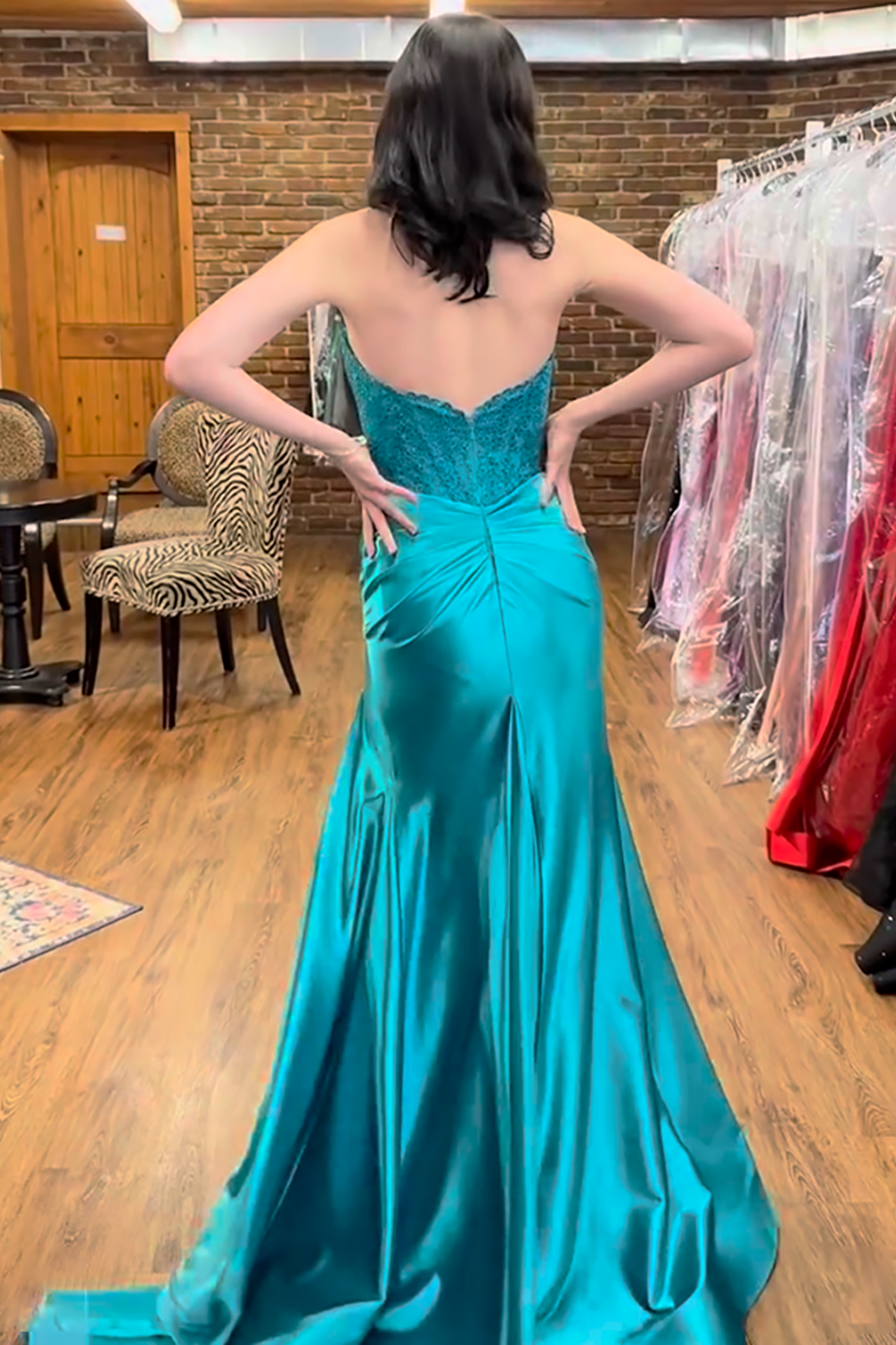 Fuchsia Sweetheart Mermaid Satin Long Corset Prom Dress with Bow with Appliques