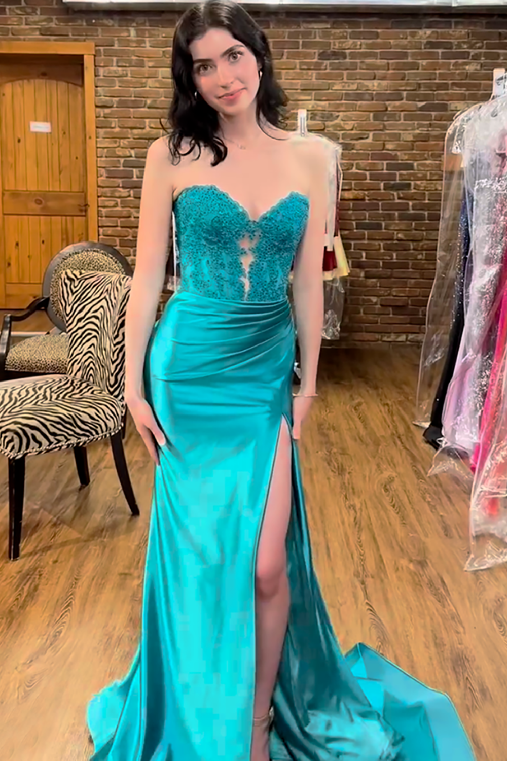 Fuchsia Sweetheart Mermaid Satin Long Corset Prom Dress with Bow with Appliques