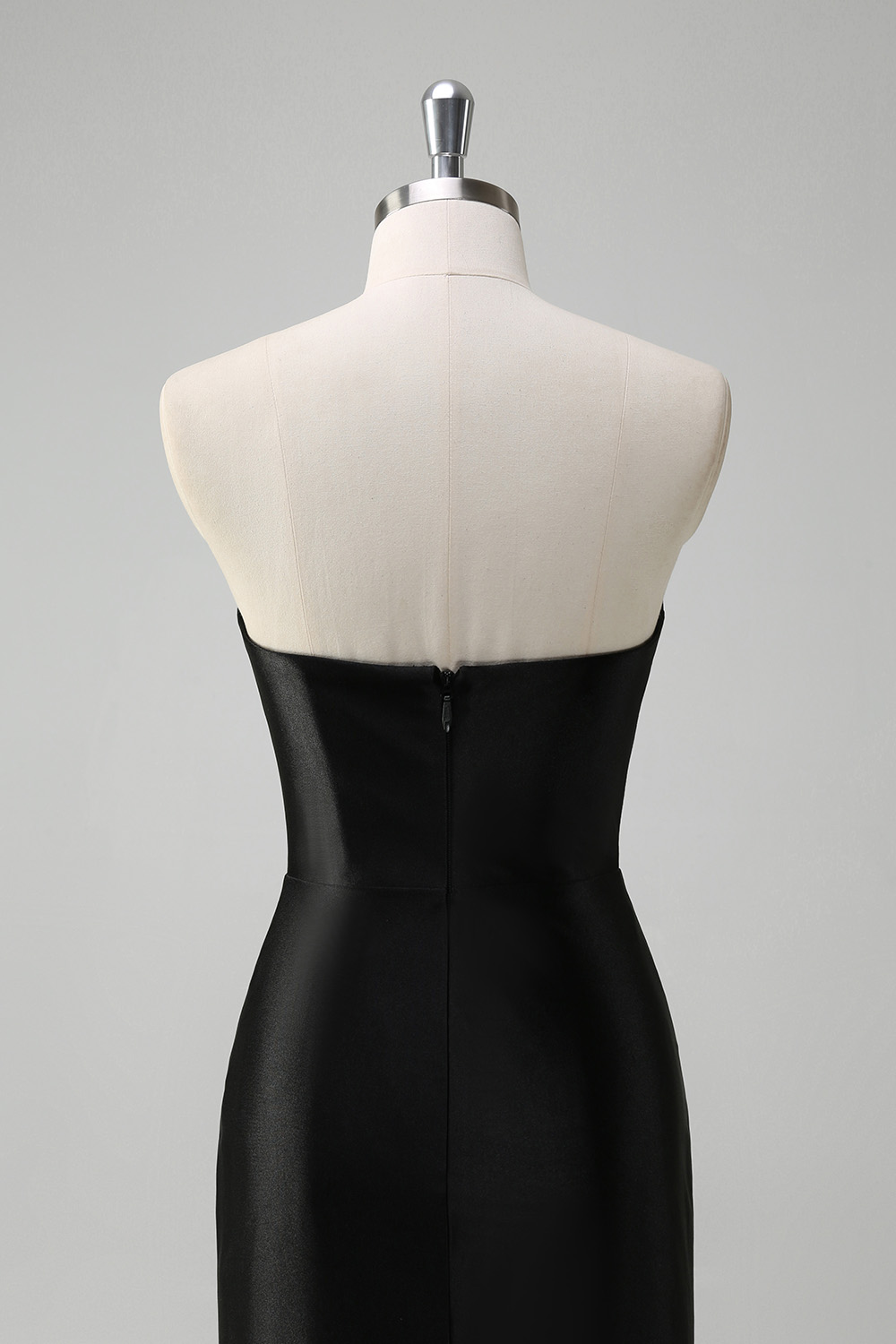 Black Sweetheart Satin Mermaid Long Prom Dress with Beading