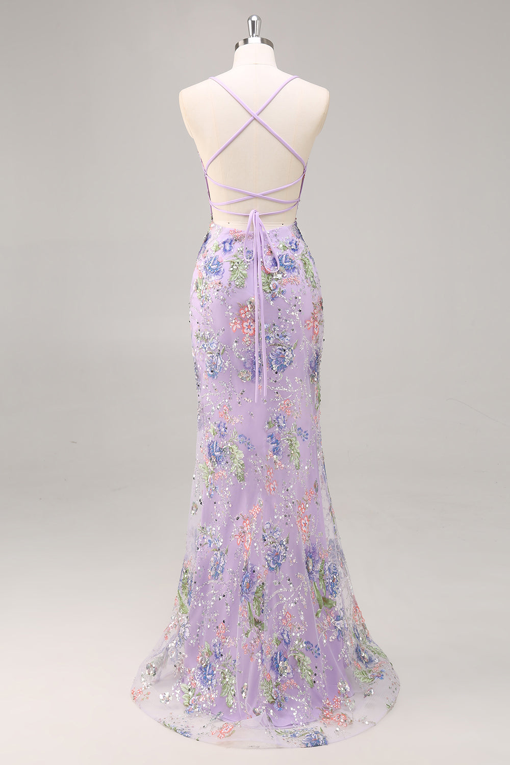 Sparkly Lilac Mermaid Long Sequins Prom Dress with Beading