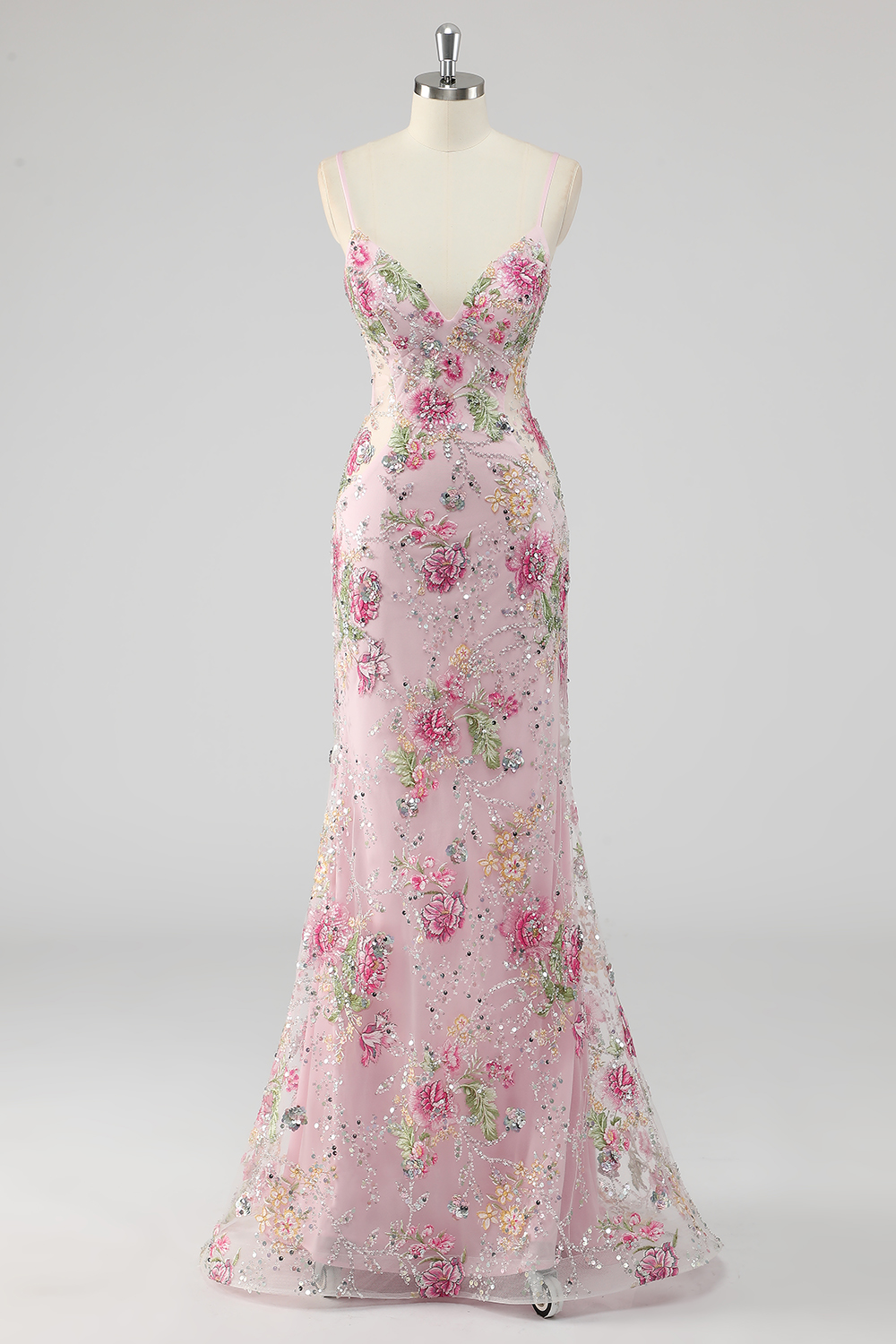 Sparkly Black Spaghetti Straps Sequins Mermaid Long Prom Dress with Appliques