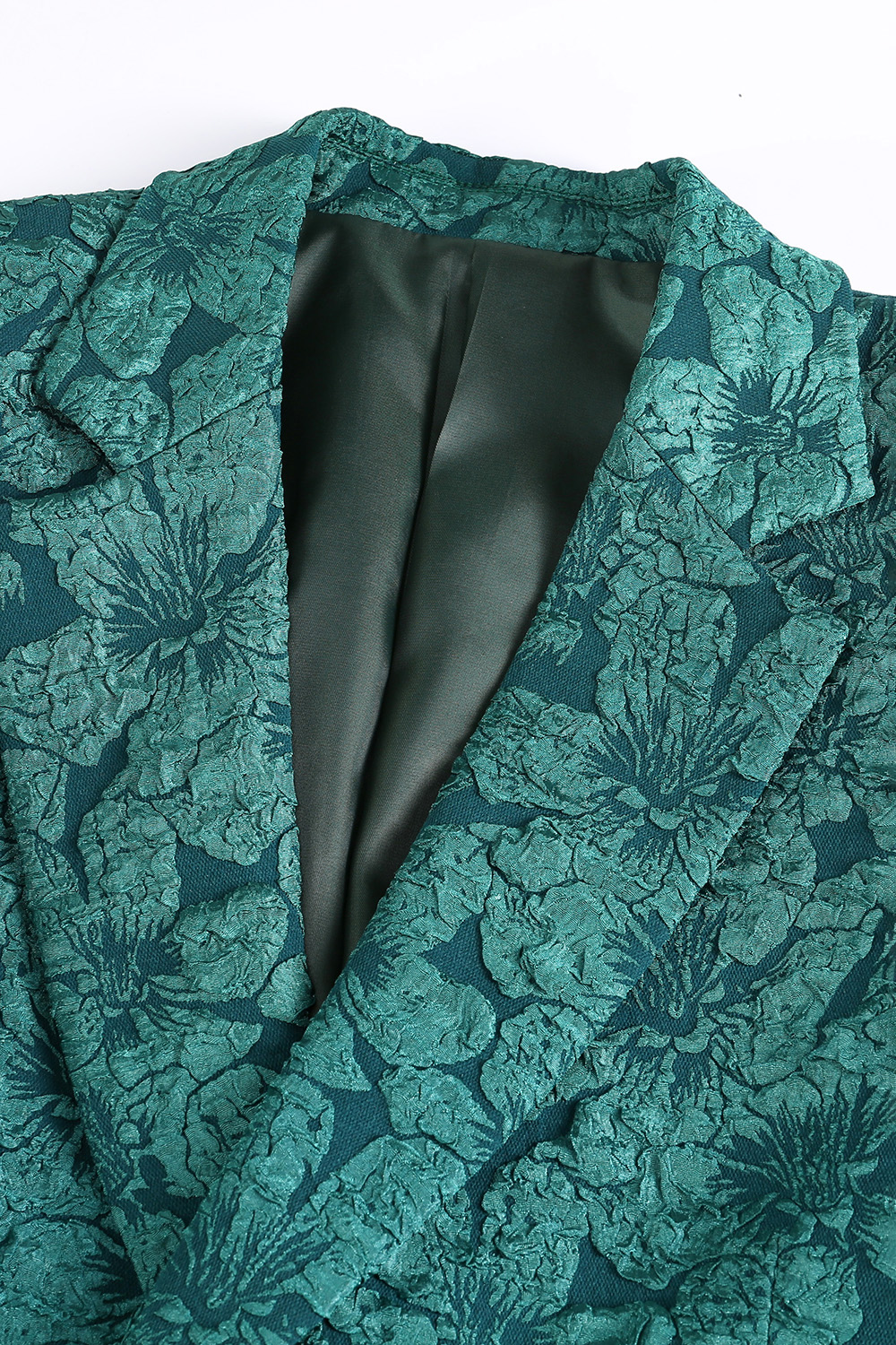 Dark Green Floral Notched Lapel Double Breasted 2 Pieces Women Suits with Belt