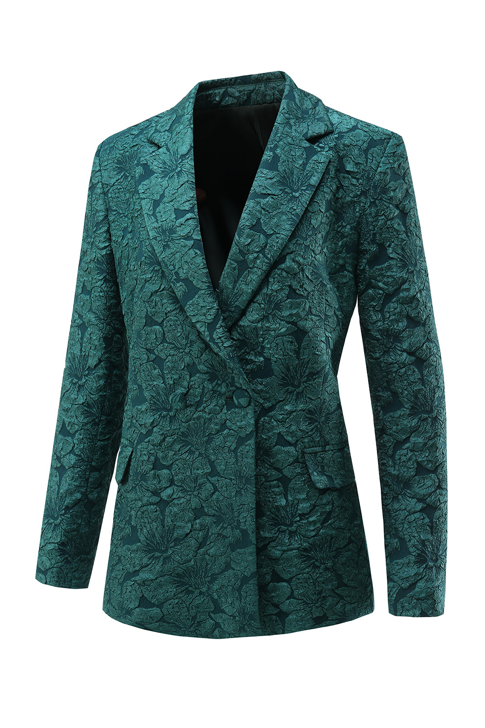 Dark Green Floral Notched Lapel Double Breasted 2 Pieces Women Suits with Belt