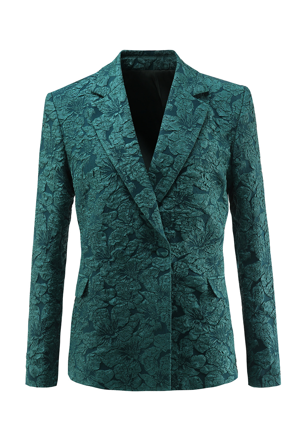 Dark Green Floral Notched Lapel Double Breasted 2 Pieces Women Suits with Belt