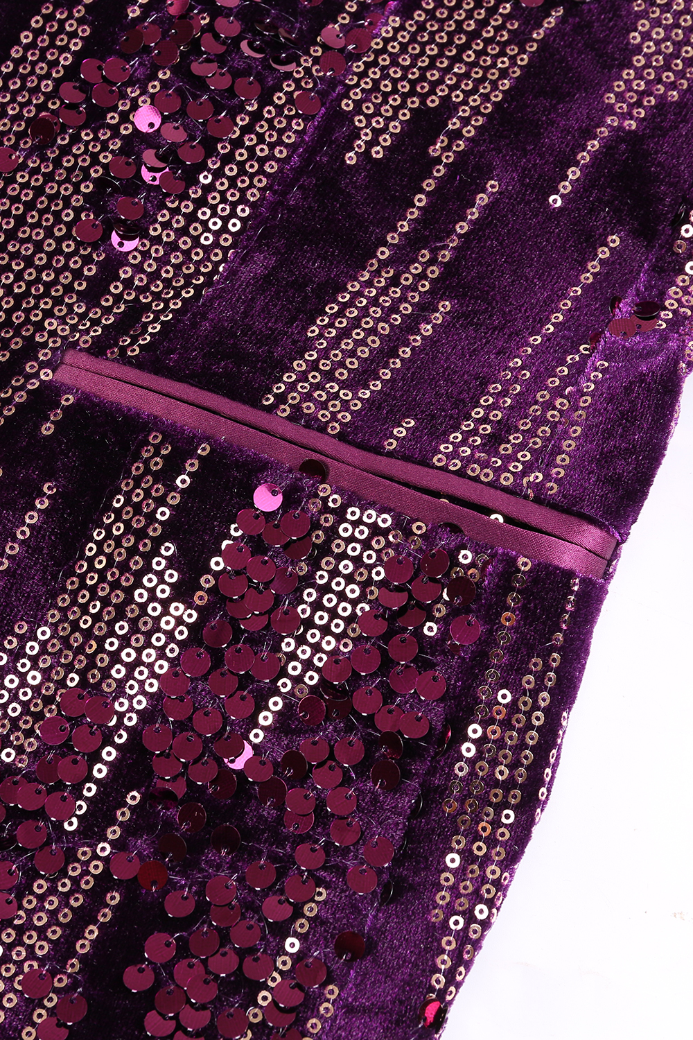 Sparkly Purple Shawl Lapel Sequins One Button Women Blazer