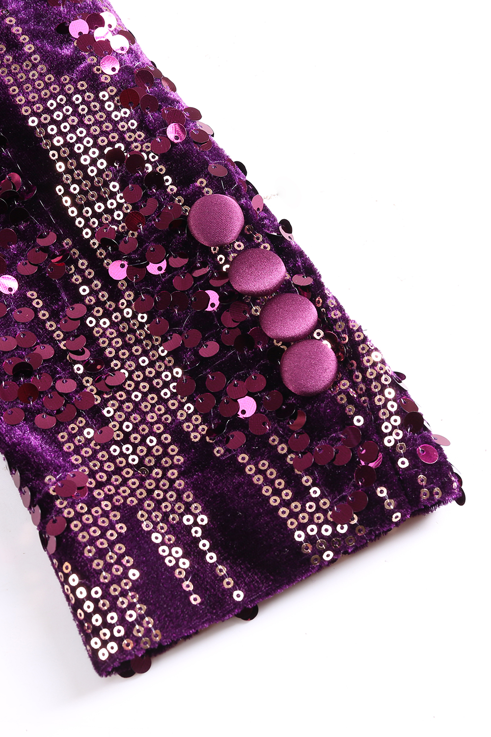 Sparkly Purple Shawl Lapel Sequins One Button Women Blazer