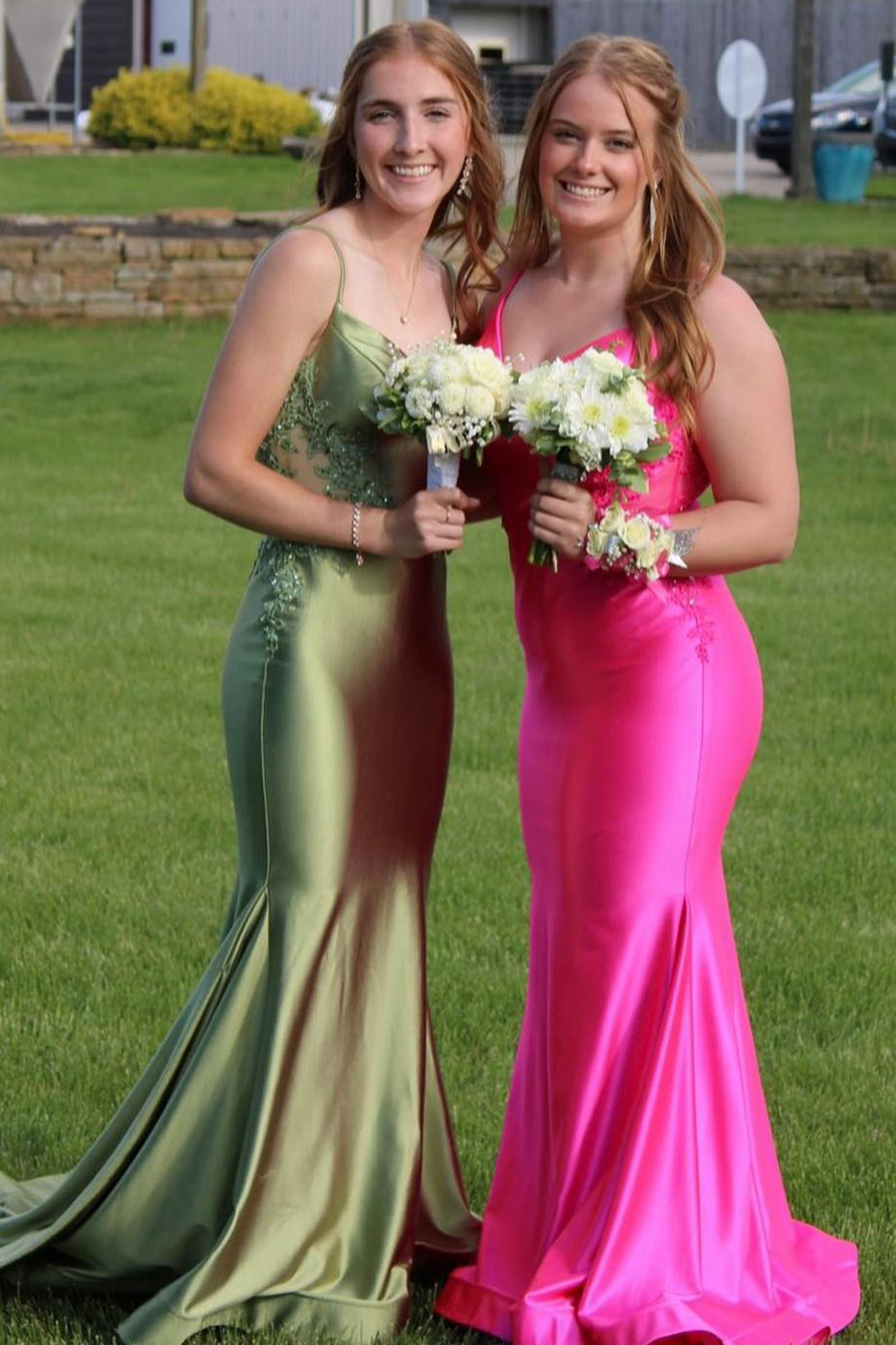 [Copy]Pink Spaghetti Straps Meramid Long Corset Prom Dress with Slit