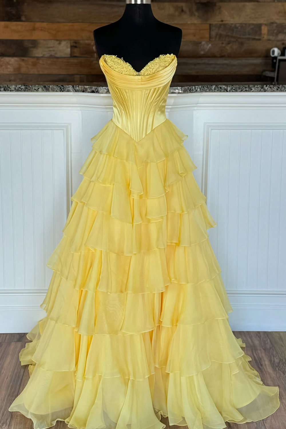 Blue A-Line Sweetheart Chiffon Ruffled Long Corset Prom Dress with Slit