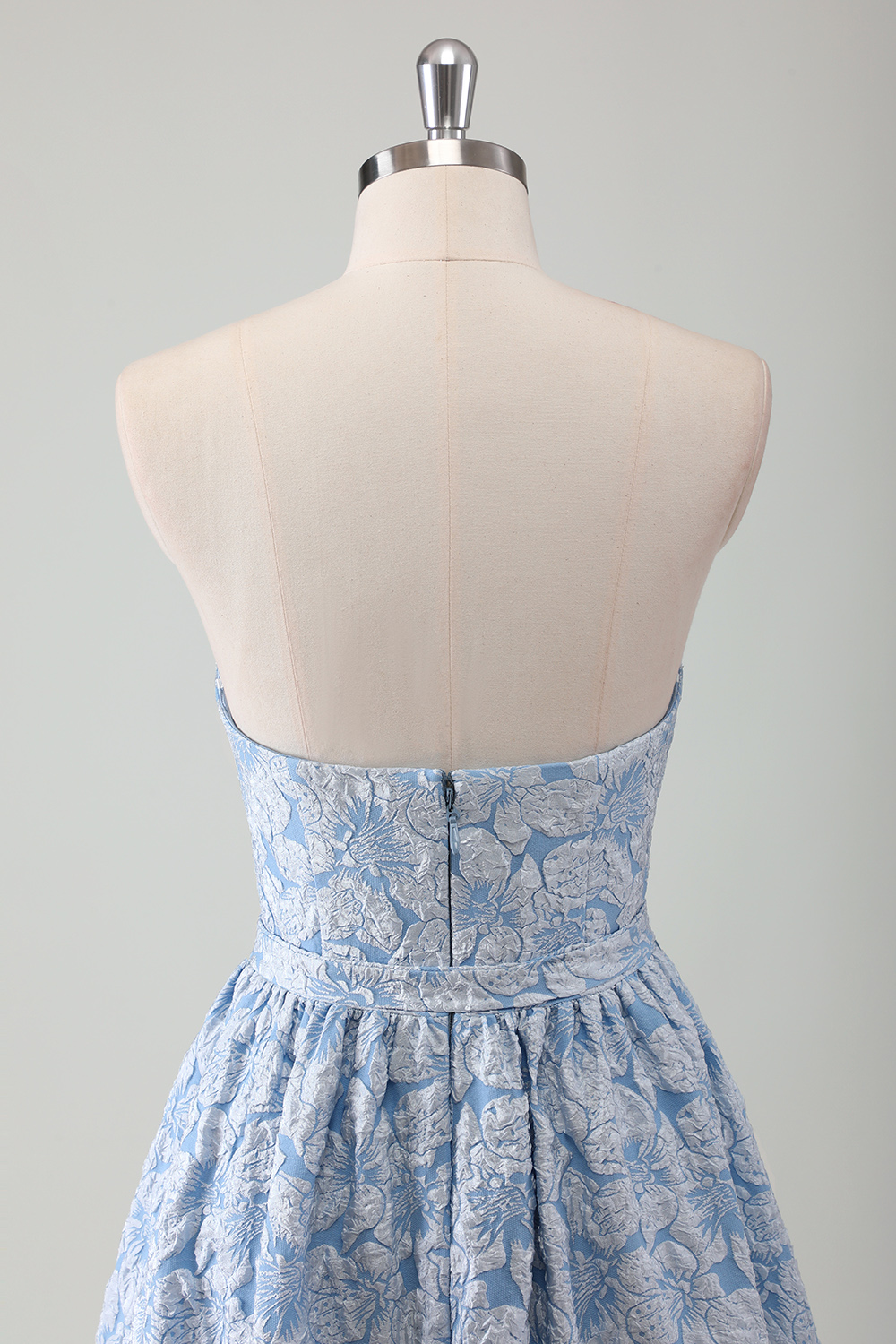 Hellymoon Women Trendy Blue Floral Printed Strapless Prom Dress ALine