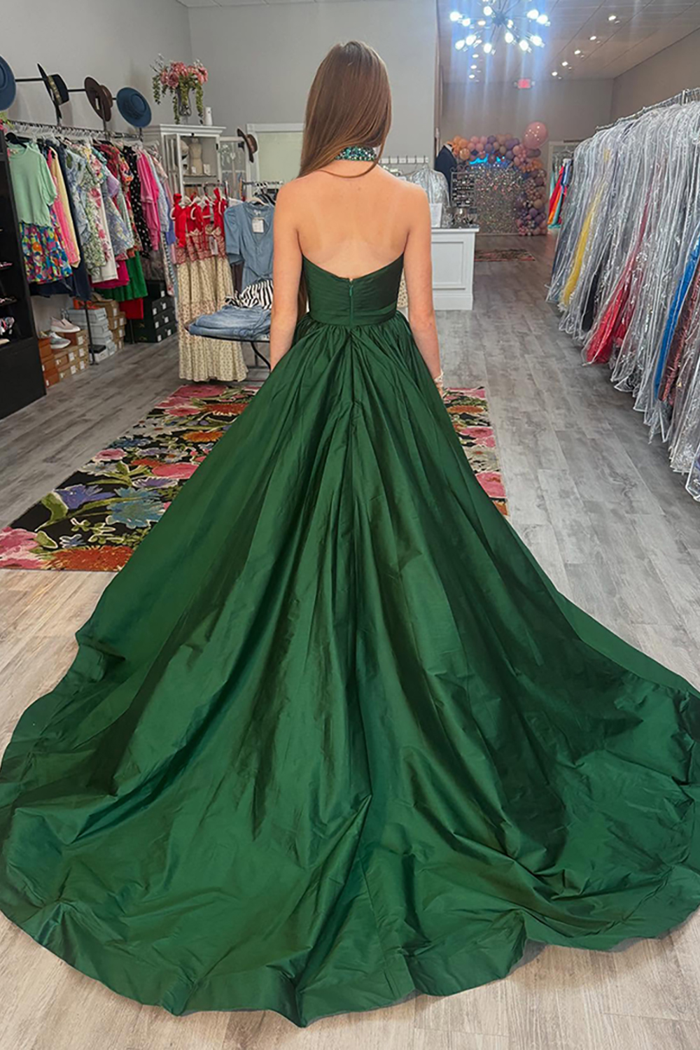 Trendy Orange Strapless Satin A-Line Long Prom Dress