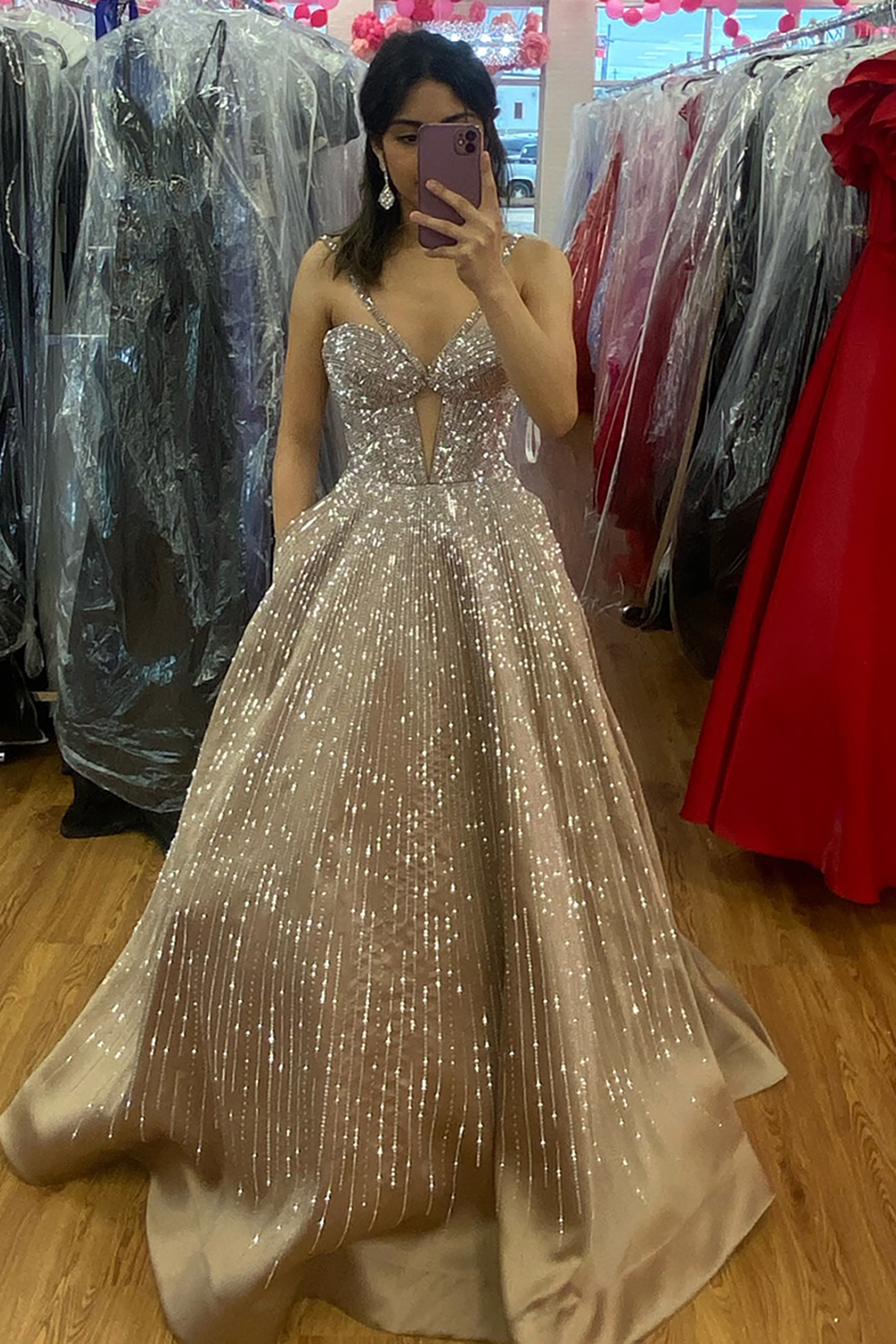 Glitter Royal Blue Halter Neck Beaded A-Line Long Corset Prom Dress