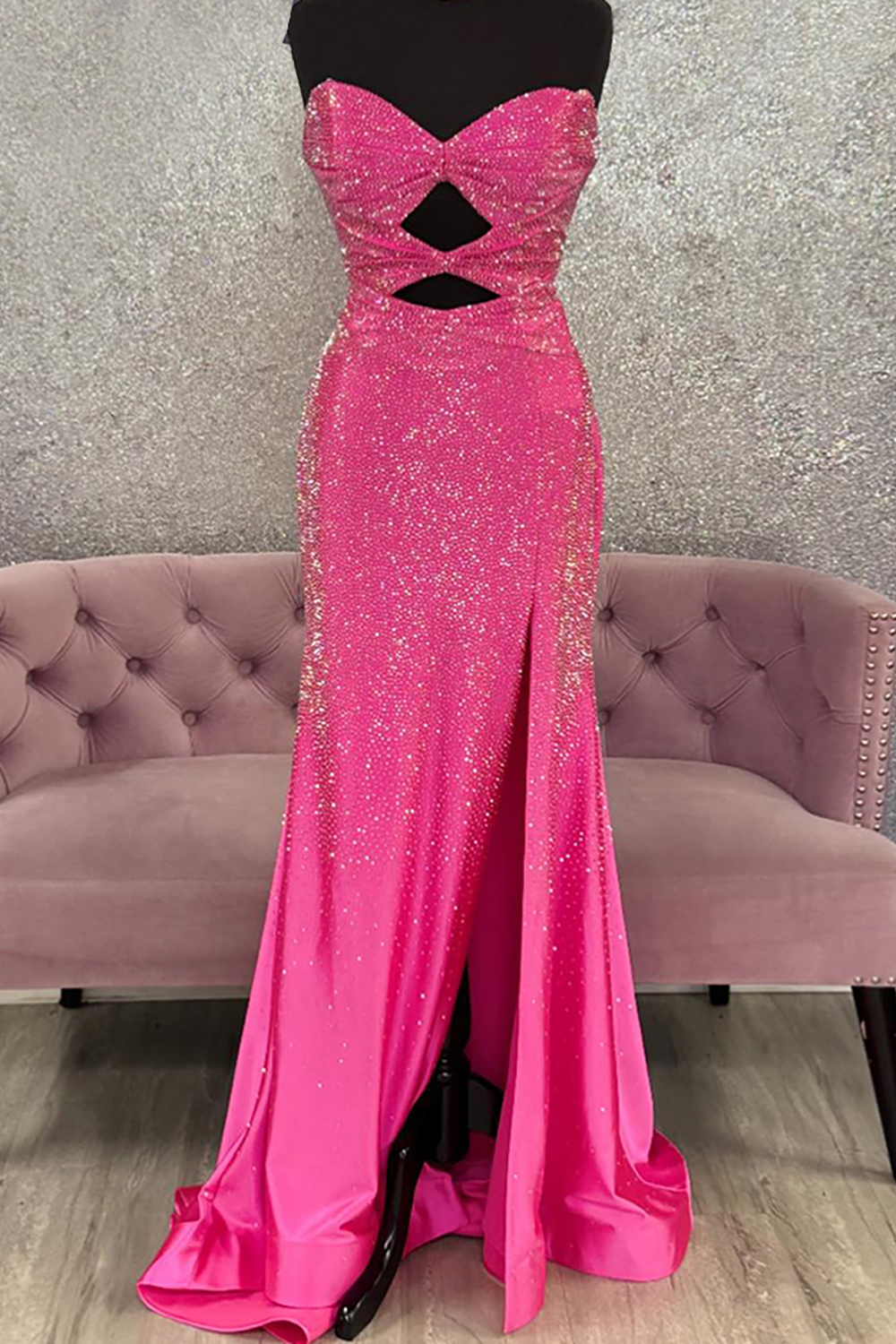 Glitter Lilac Sweetheart Mermaid Cut-out Long Prom Dress with Beading