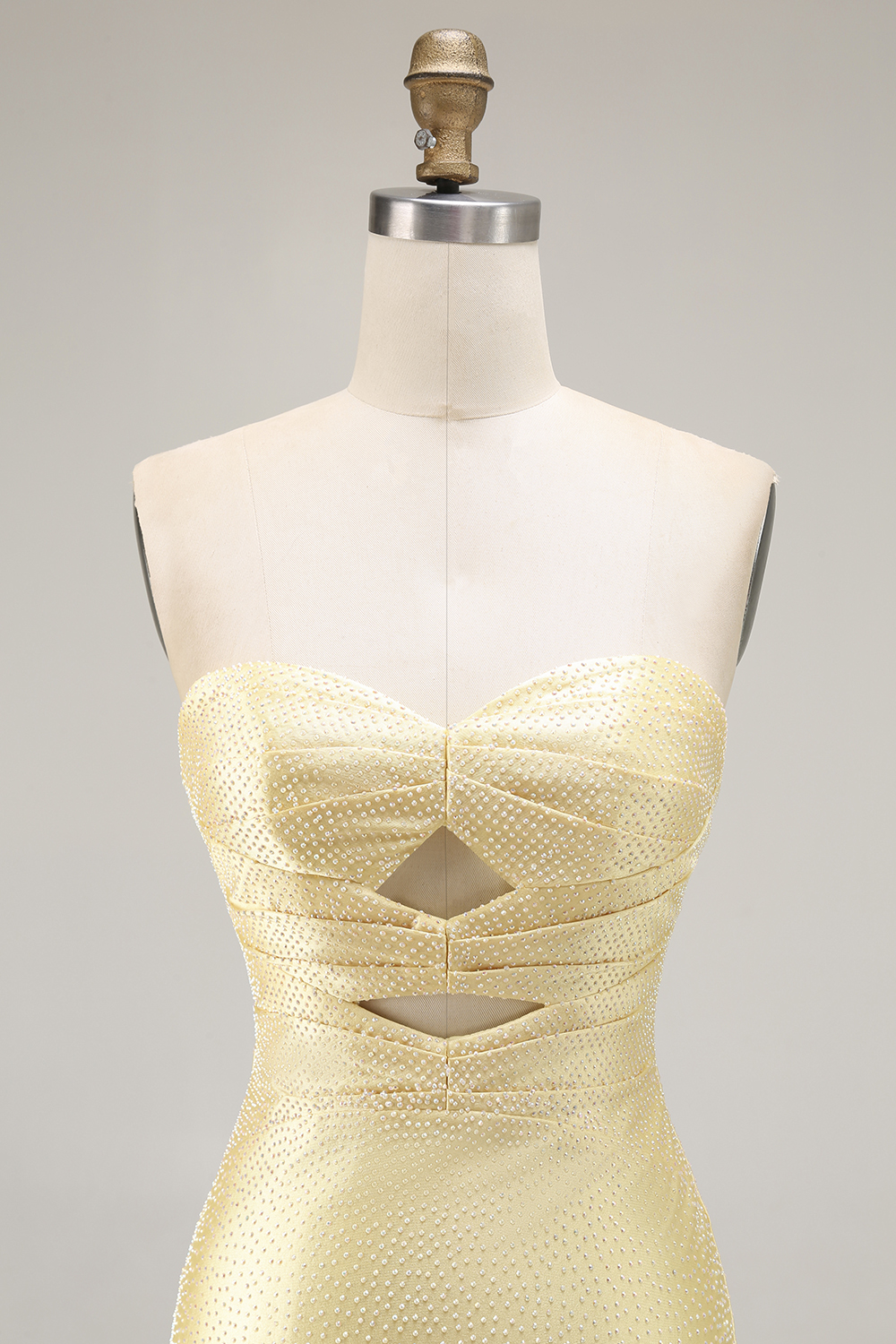 Sparkly Yellow Sweetheart Beaded Long Mermaid Prom Dress with Slit