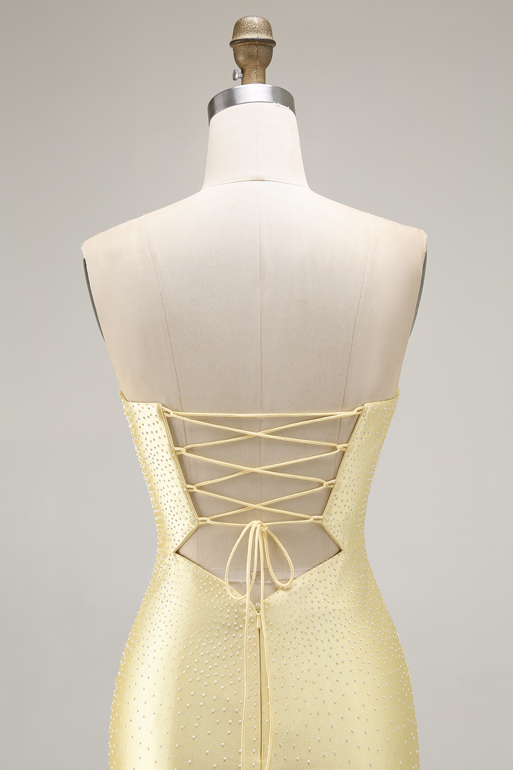 Sparkly Yellow Sweetheart Beaded Long Mermaid Prom Dress with Slit