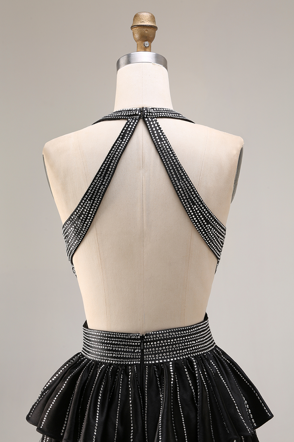 Sparkly Fuchsia Halter A-Line Long Ruffled Pageant Dress with Beading