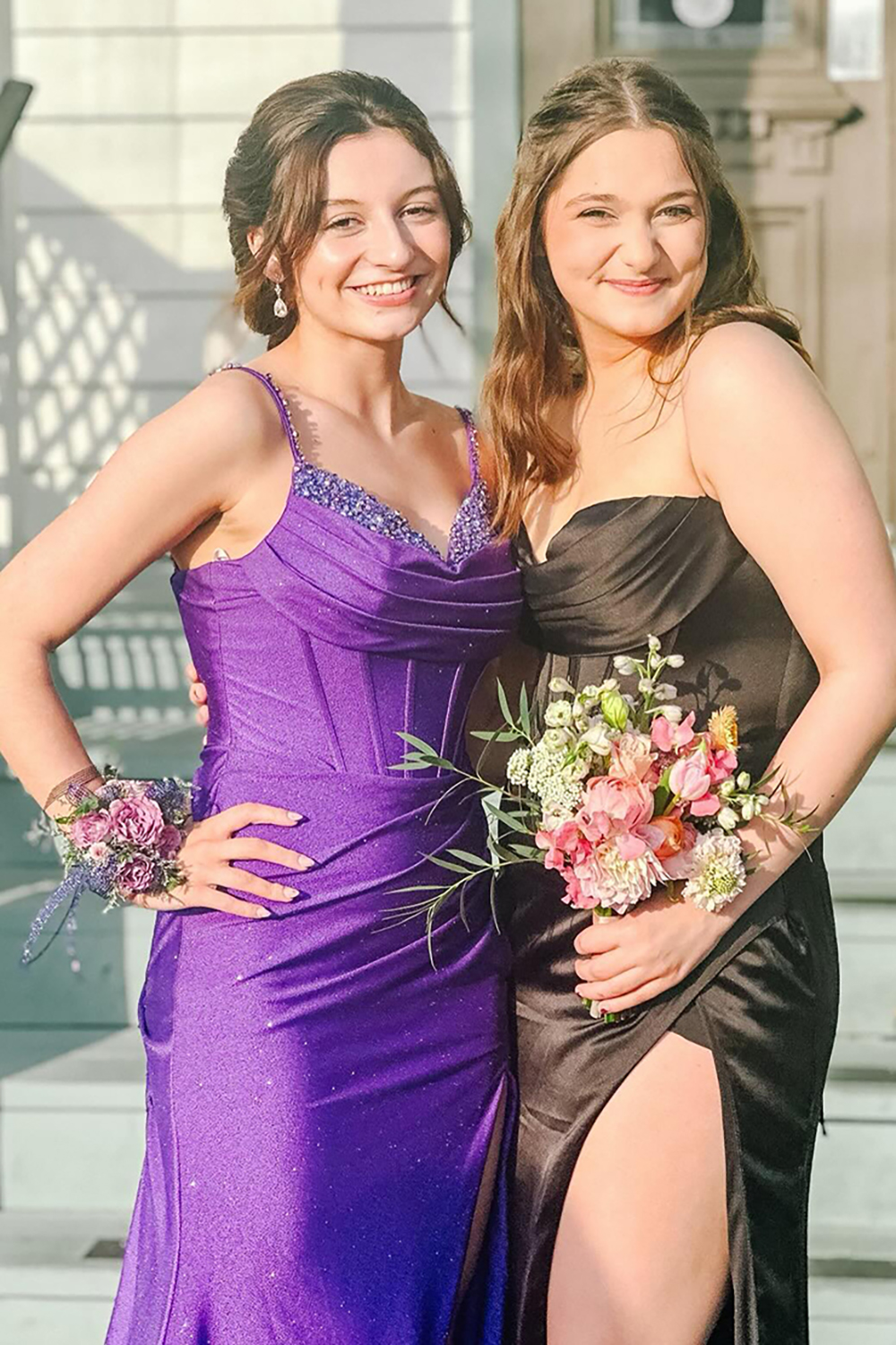 Purple Spaghetti Straps Mermaid Satin Long Corset Prom Dress with Beading