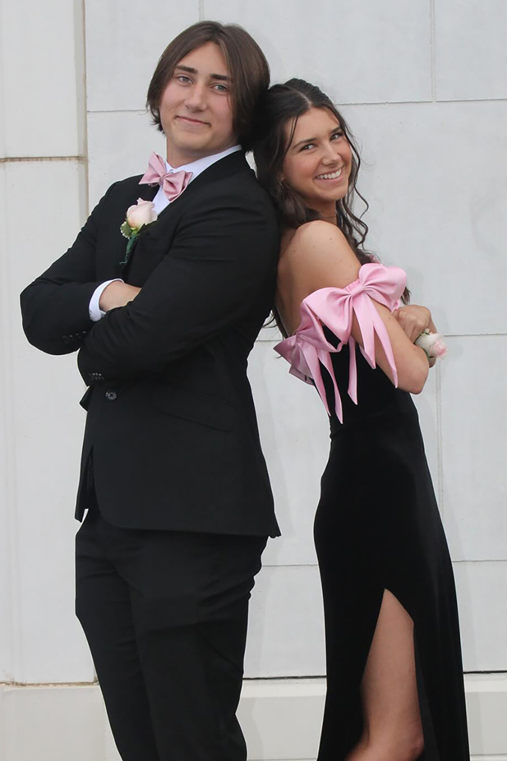 Black Mermaid Off the Shoulder Long Prom Dress with Pink Bows