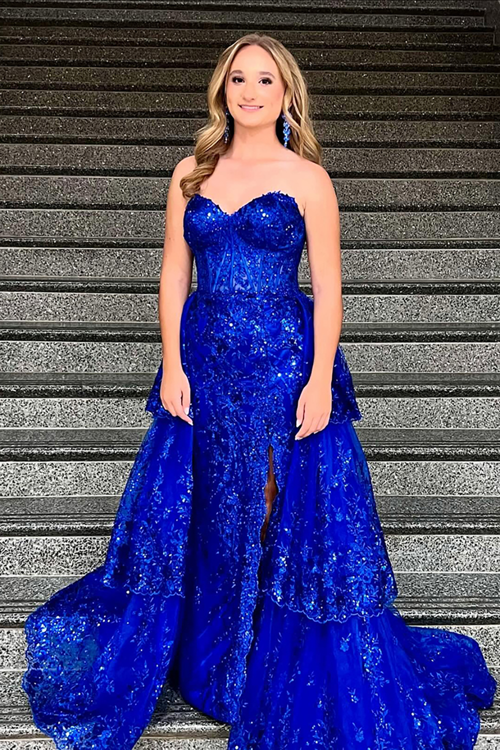 Sparkly Turquoise Sweetheart A-Line Sequin Applique Tulle Long Corset Prom Dress