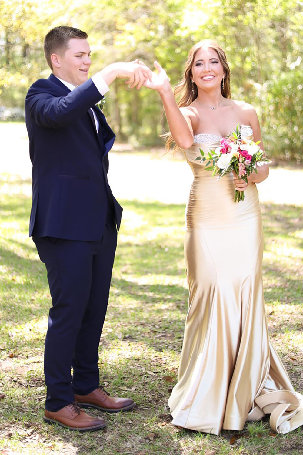 Gold Sweetheart Mermaid Satin Long Prom Dress