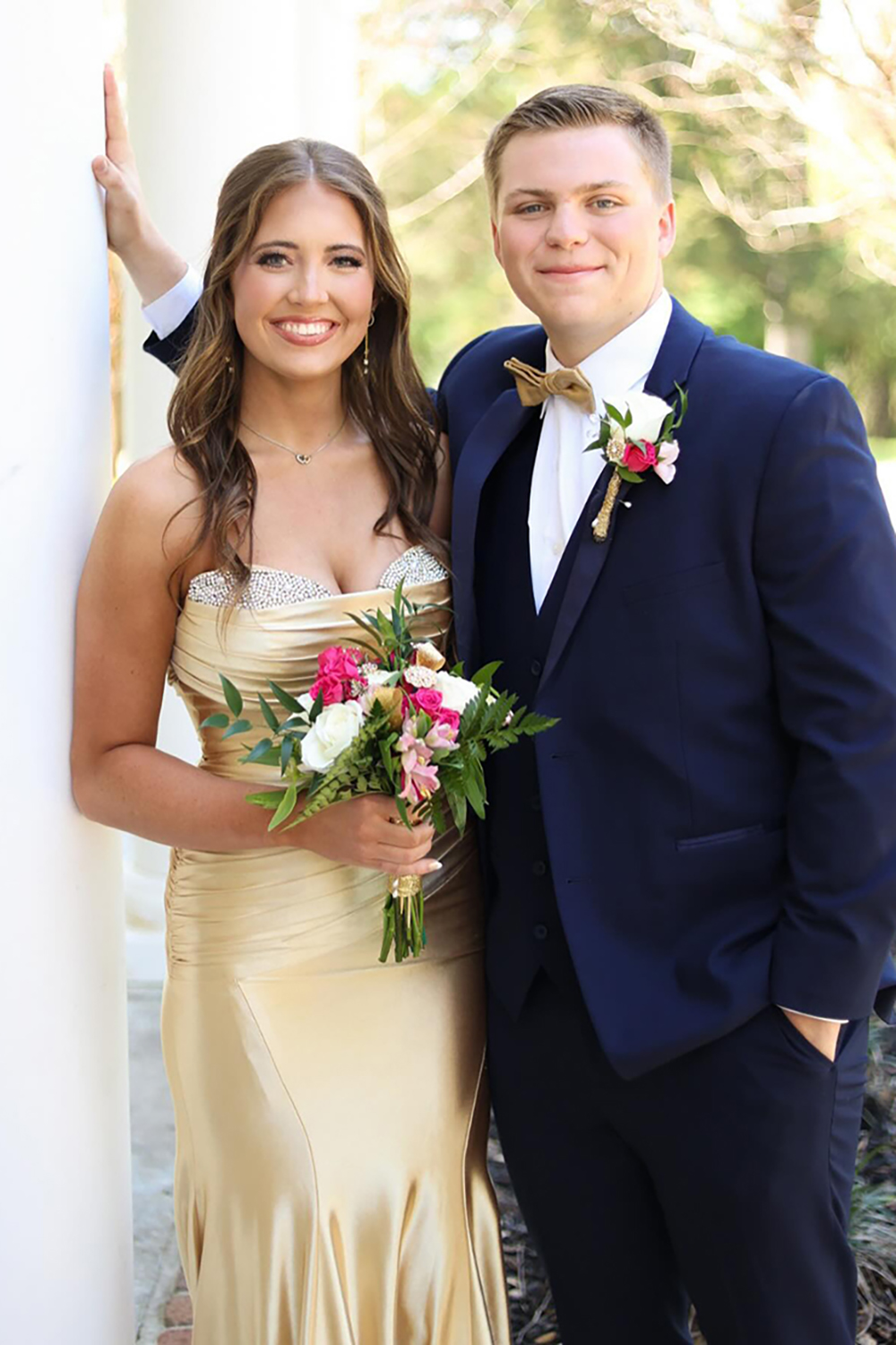 Gold Sweetheart Mermaid Satin Long Prom Dress