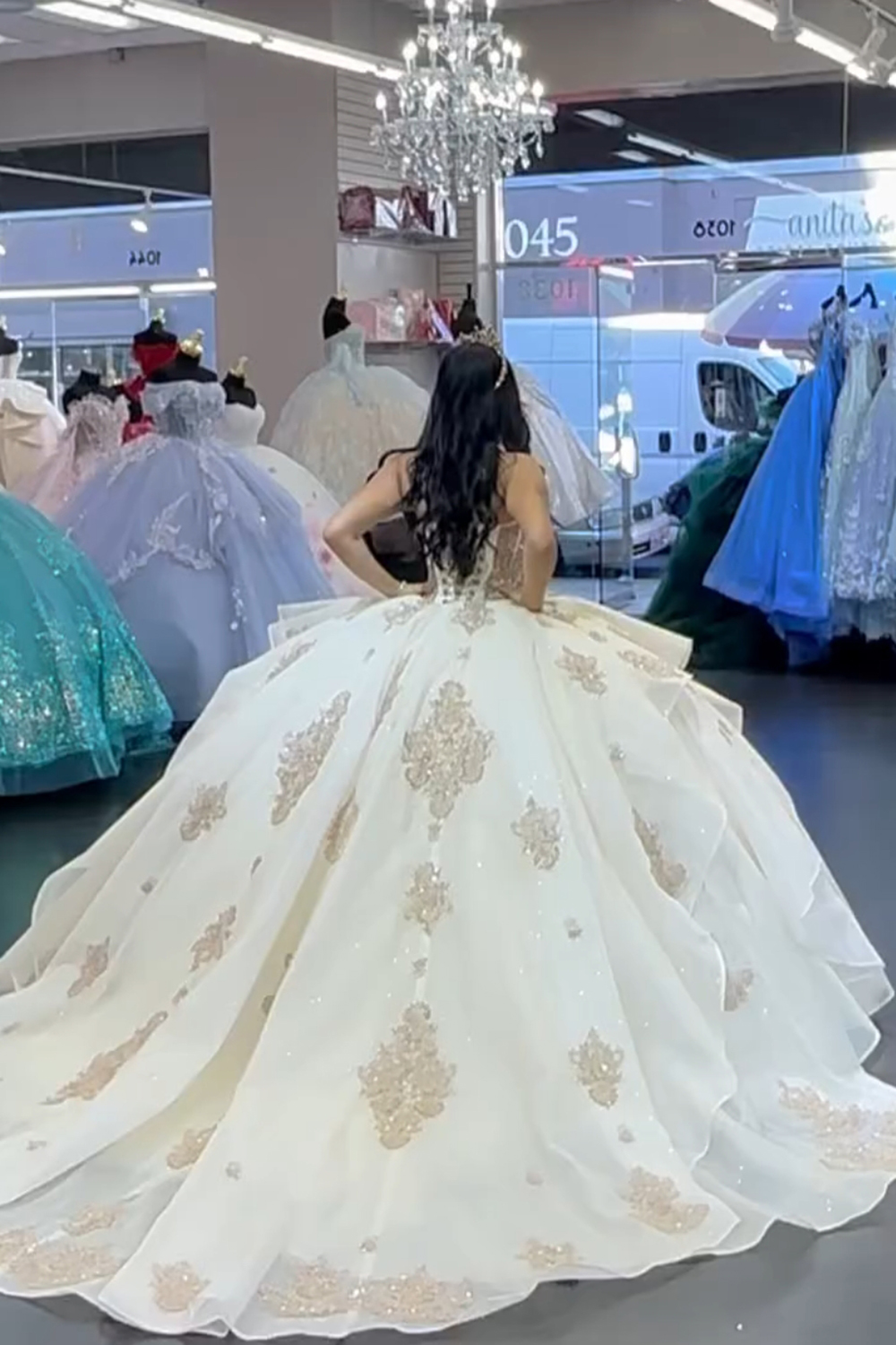 Apricot Sweetheart Beaded Ball Gown Tulle Quinceanera Dress